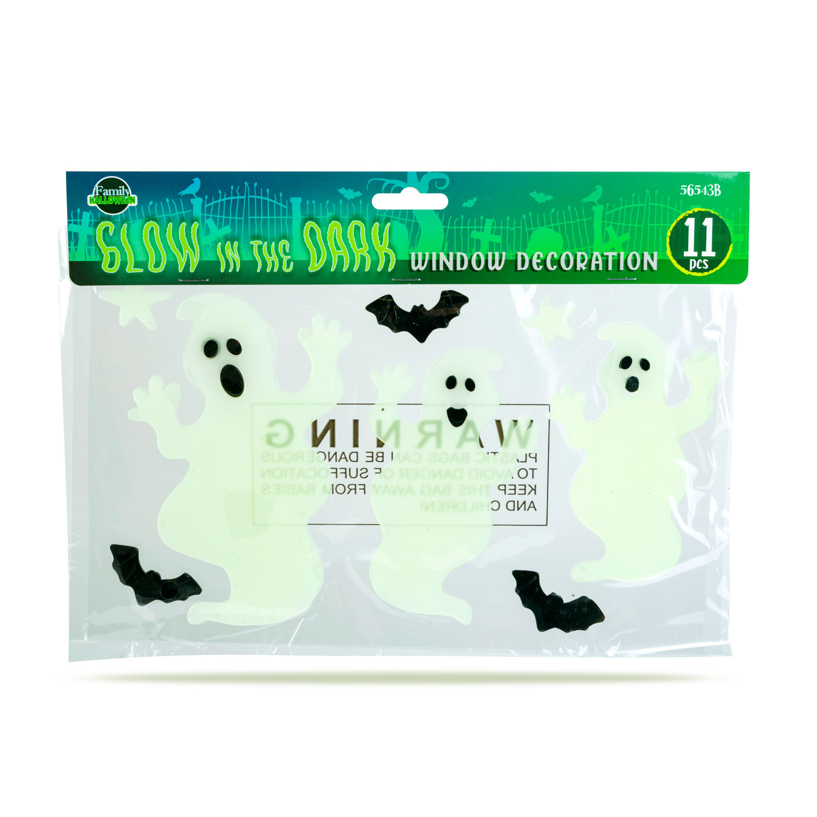 Decor de fereastră fosforescent de Halloween - fantomă - 29 x 16 cm [2]