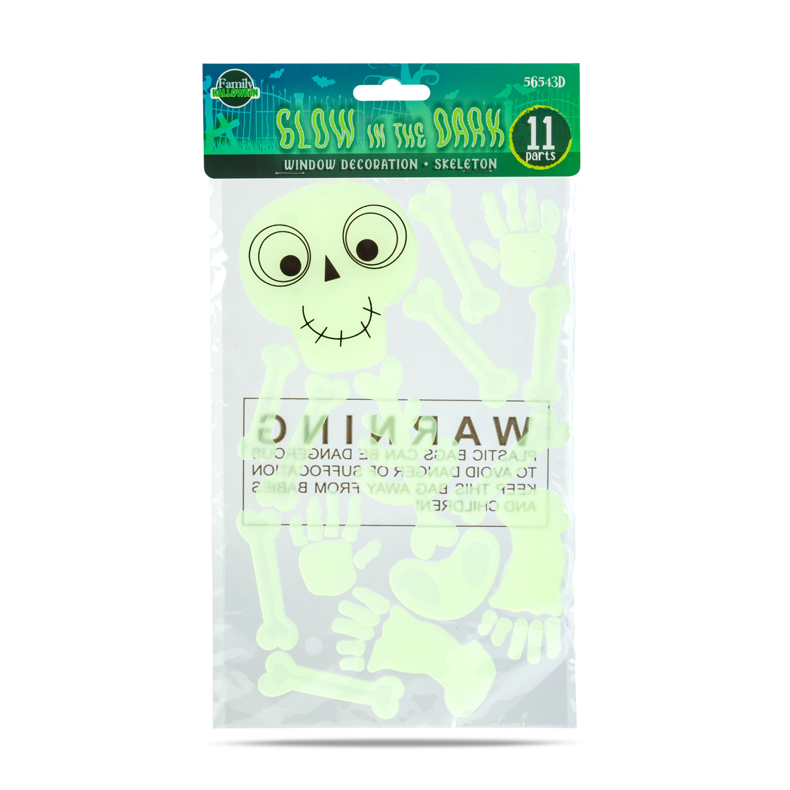 Decor de fereastră fosforescent de Halloween - schelet - 24 x 15 cm [2]