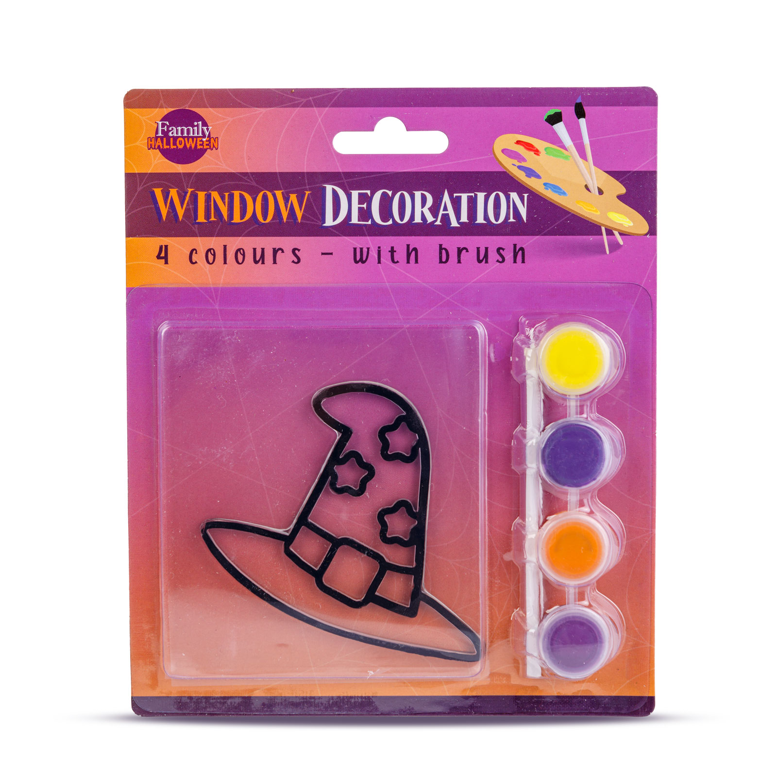 Decor fereastrâ Halloween - pălărie de vrăjitoare - 4 culori - cu pensulă [2]