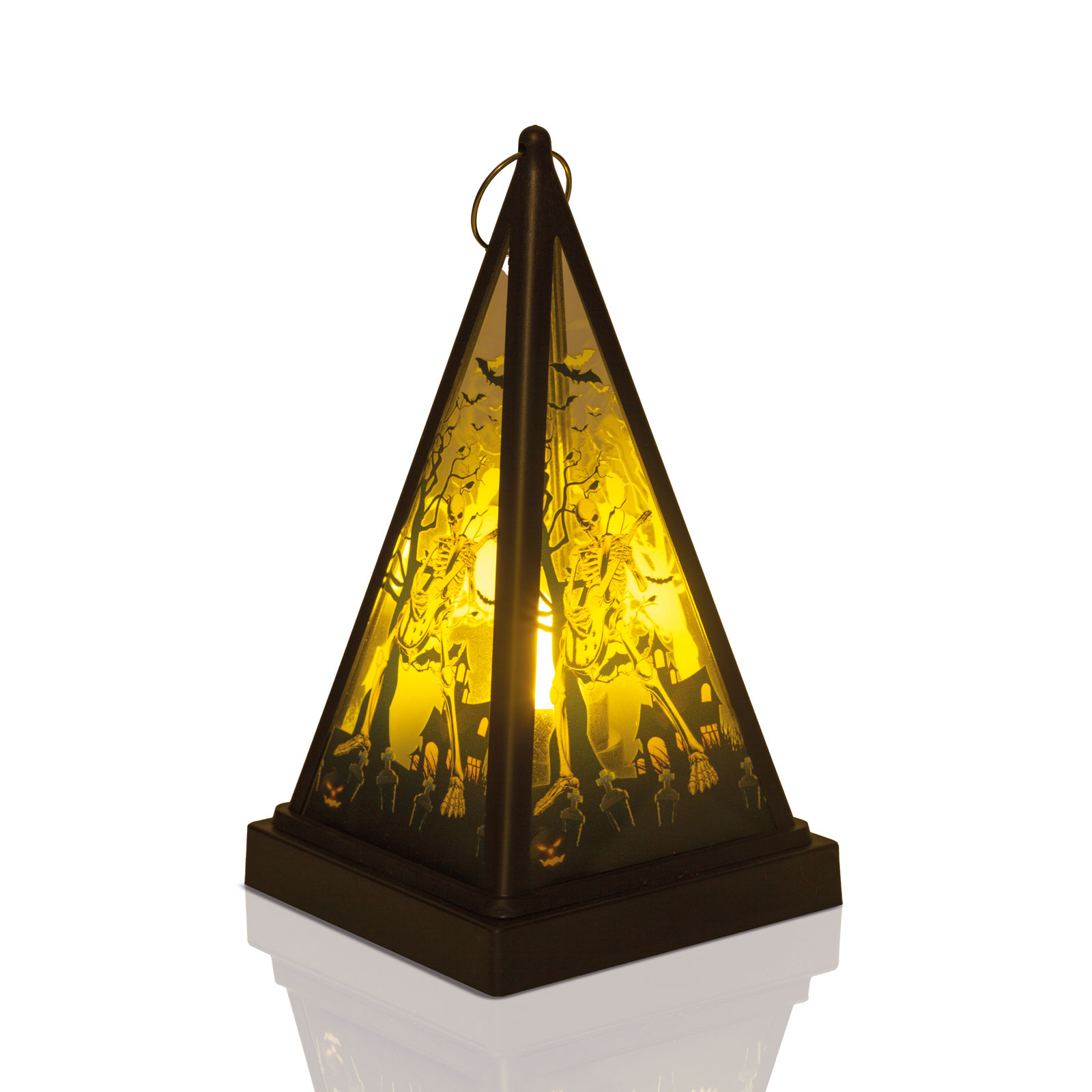 Felinar LED Halloween - schelet - alb cald - negru - 9,5 x 9,5 x 17 cm - 2 x AAA [2]