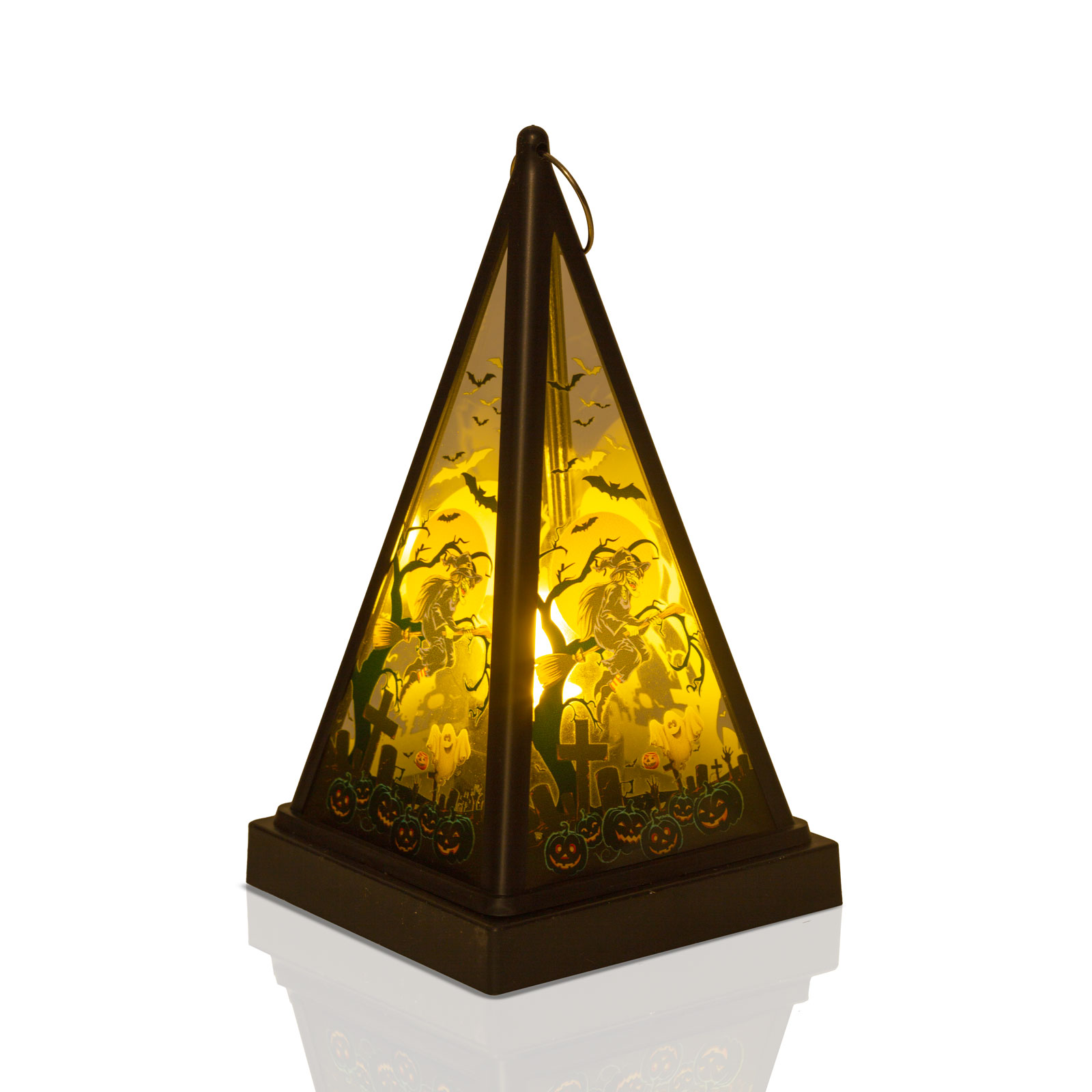 Felinar LED Halloween - vrăjitoare - alb cald - negru - 9,5 x 9,5 x 17 cm - 2 x AAA [2]