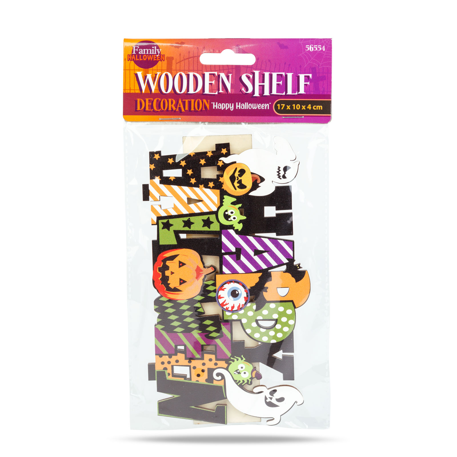 Decor pentru raft din lemn de Halloween - "Happy Halloween" - 17 x 10 x 4 cm [2]