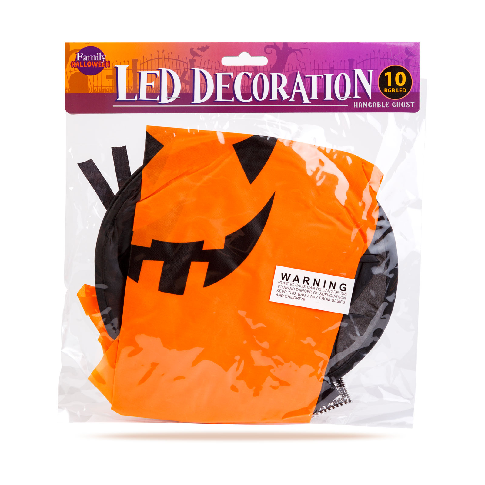 Decor LED Halloween - fantomă - galben - 10 LED-uri colorate - poate fi agățat - 2 x 2032 - 75 x 35 [2]