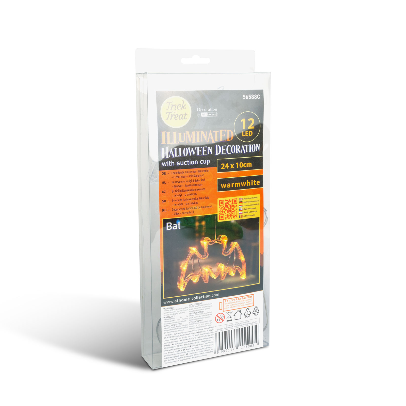 Decorațiune luminoasă de Halloween - liliac - cu ventuză - 12 LED - 20 x 18,5 cm - 3 x AAA [1]