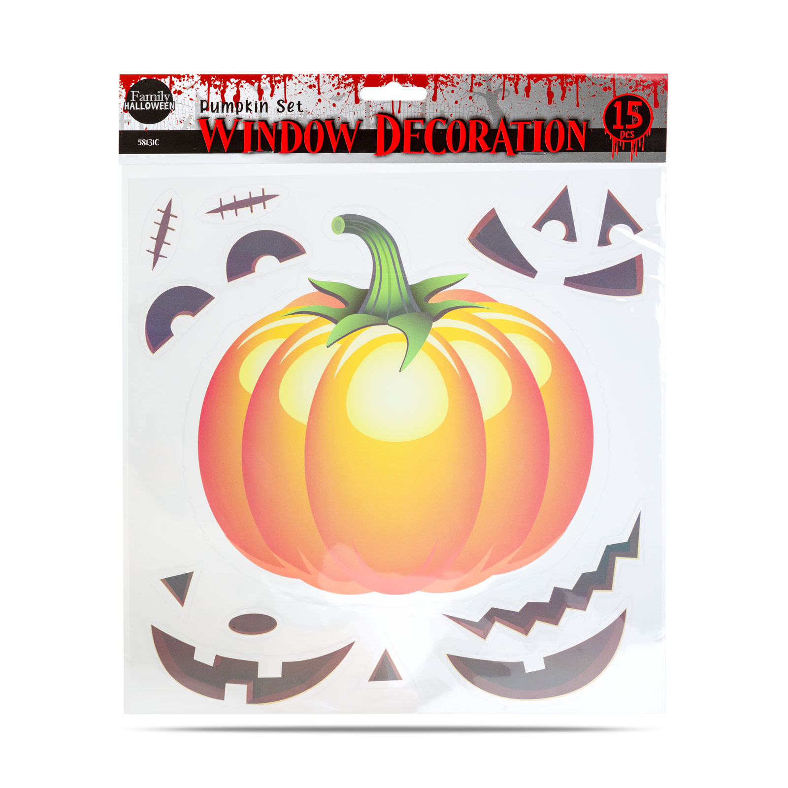 Set autocolante pentru fereastra de Halloween - dovleac - 15 piese [1]