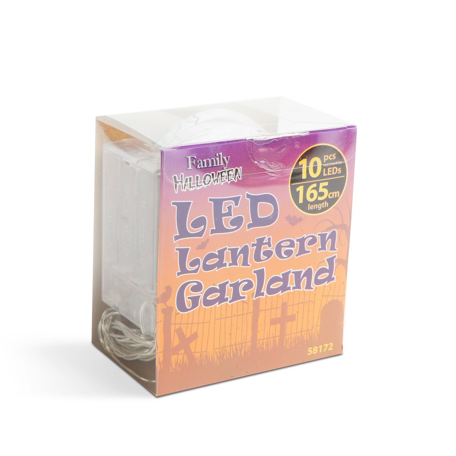 Șir luminos cu lampioane de Halloween - cu păianjeni, alb - 7,5 x 165 cm - 2 x baterii AA [1]