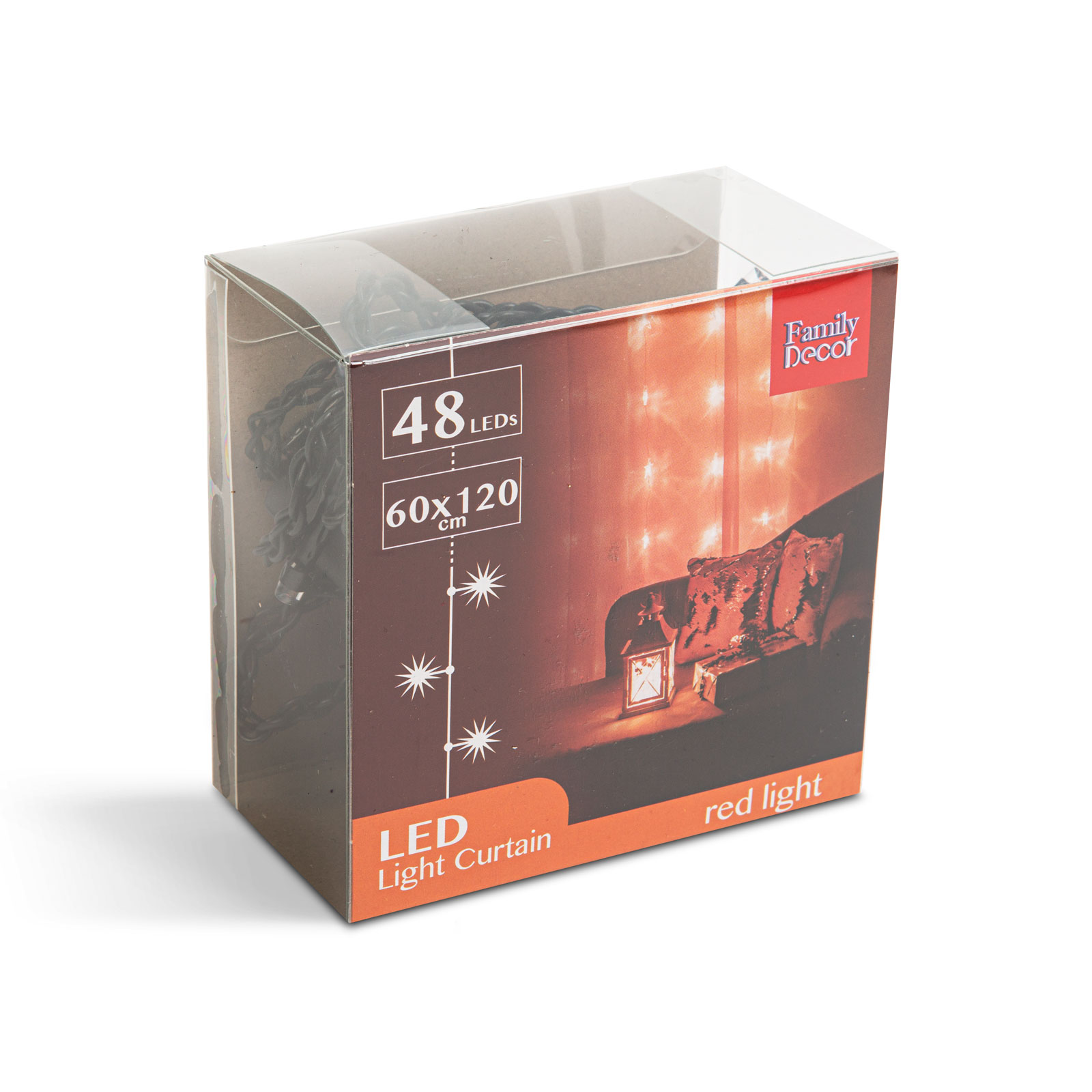 Perdea luminoasă - 48 LED-uri roșii - 60 x 120 cm - 2 x AA [1]