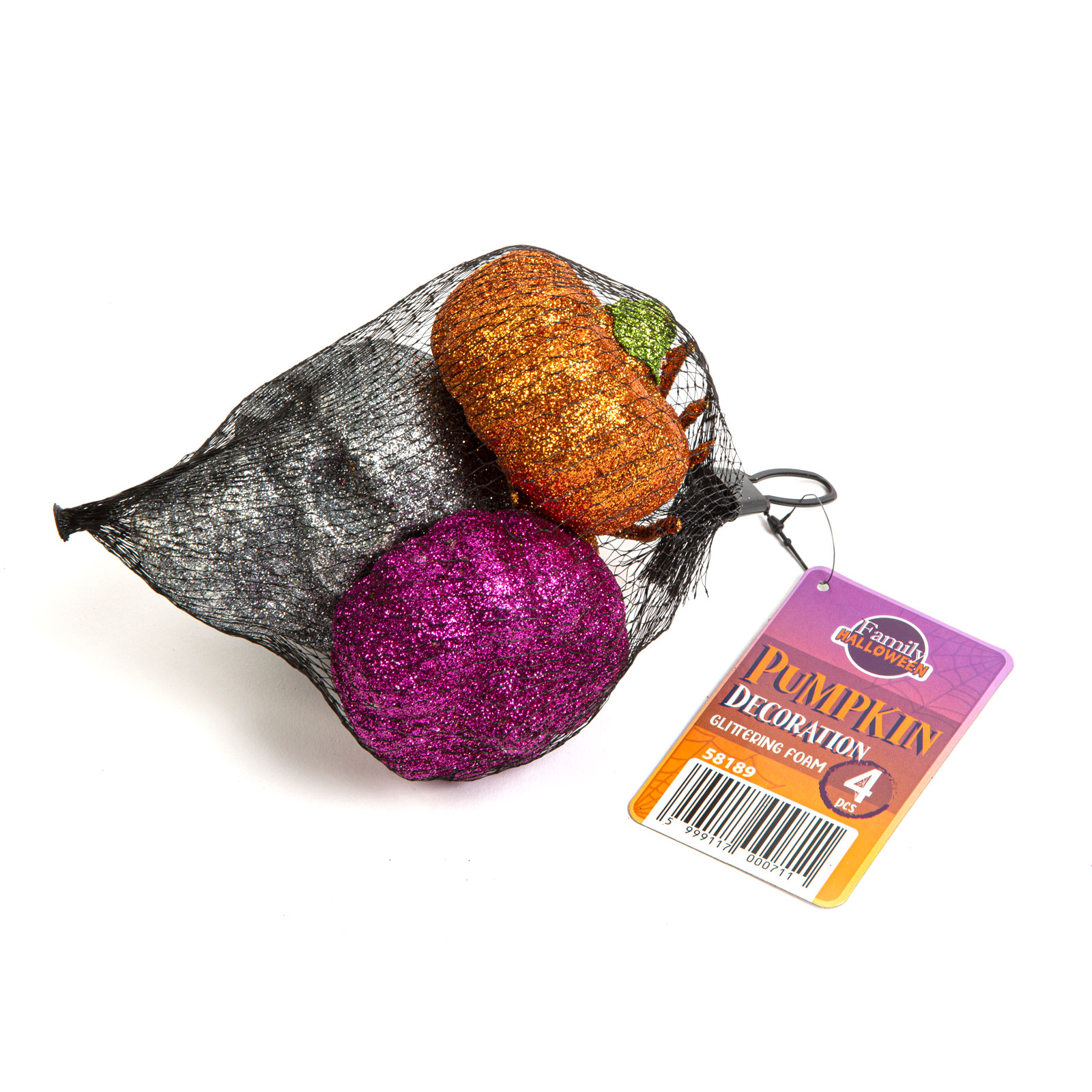 Set decor Halloween - paianjen, craniu, 2 dovleci - cu sclipici [1]