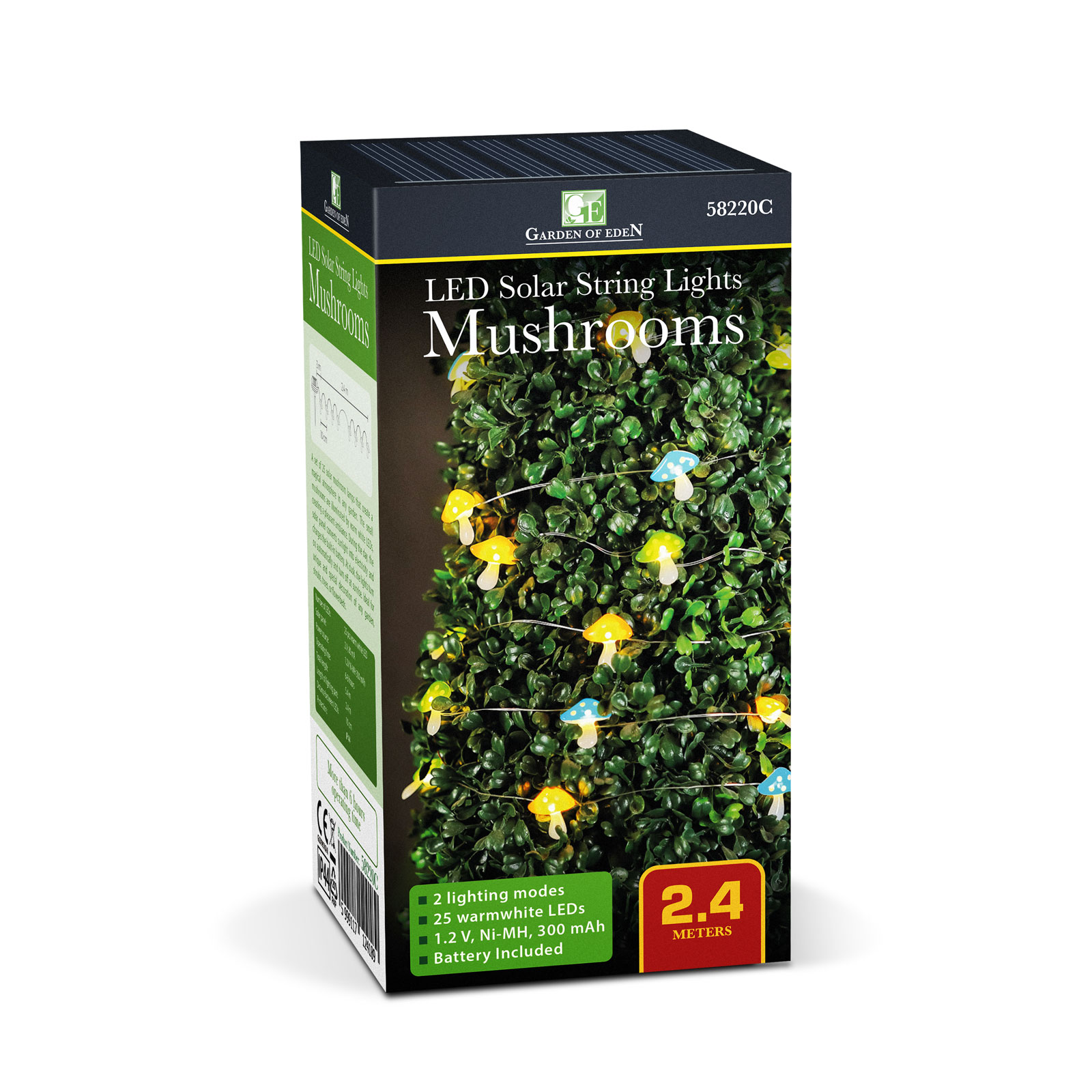 Lampă cu LED-uri solare - ciuperci - 2,4 m - 25 LED-uri - alb cad [2]