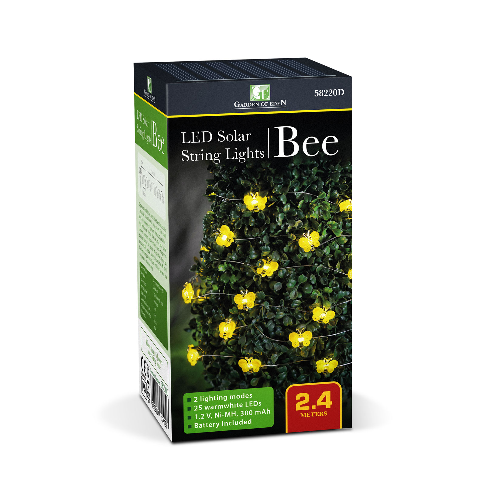 Lampă cu LED-uri solare - albină - 2,4 m - 25 LED - alb cald [2]