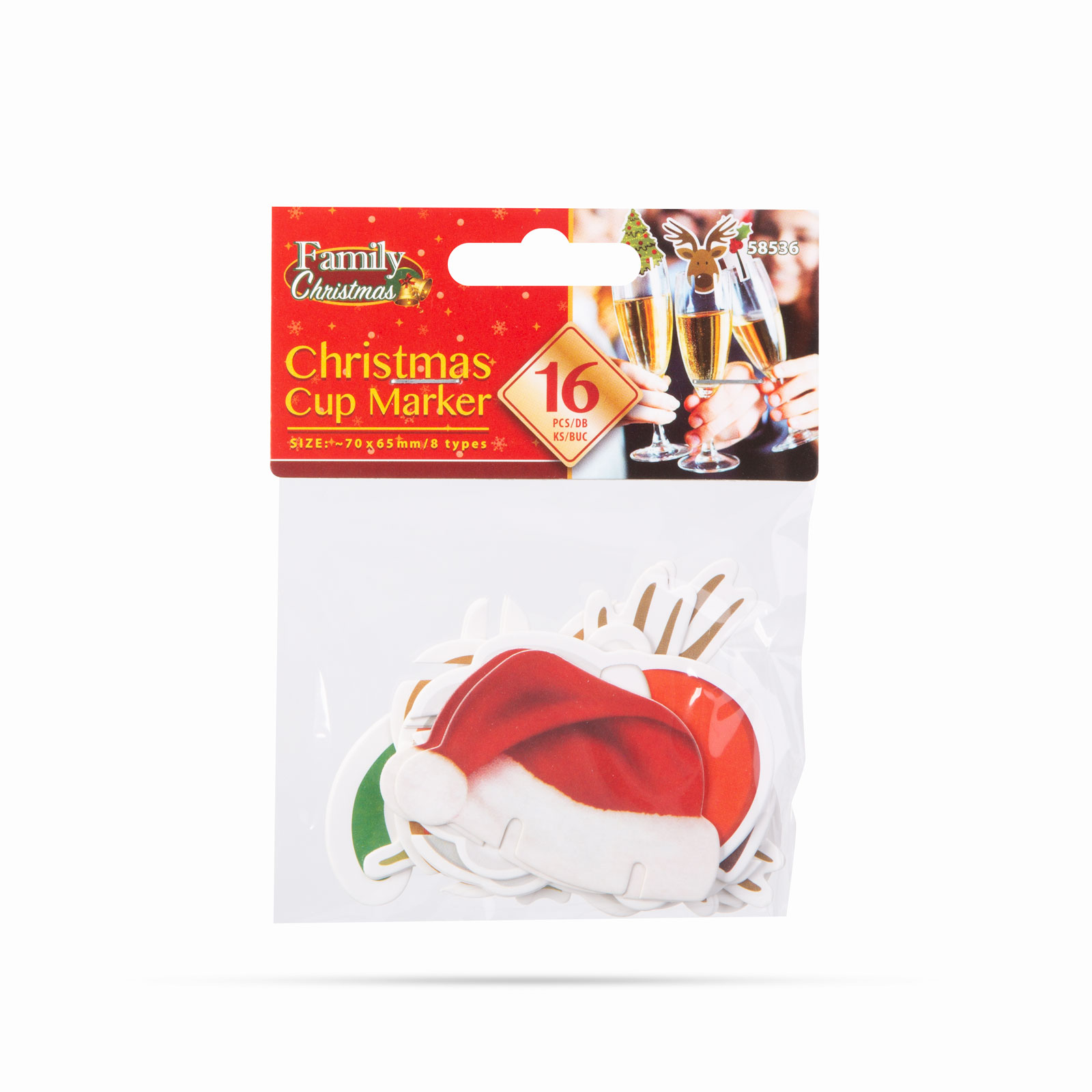 Decoratiuni Craciun pentru pahare- 8 tipuri - 16 buc / pachet [1]