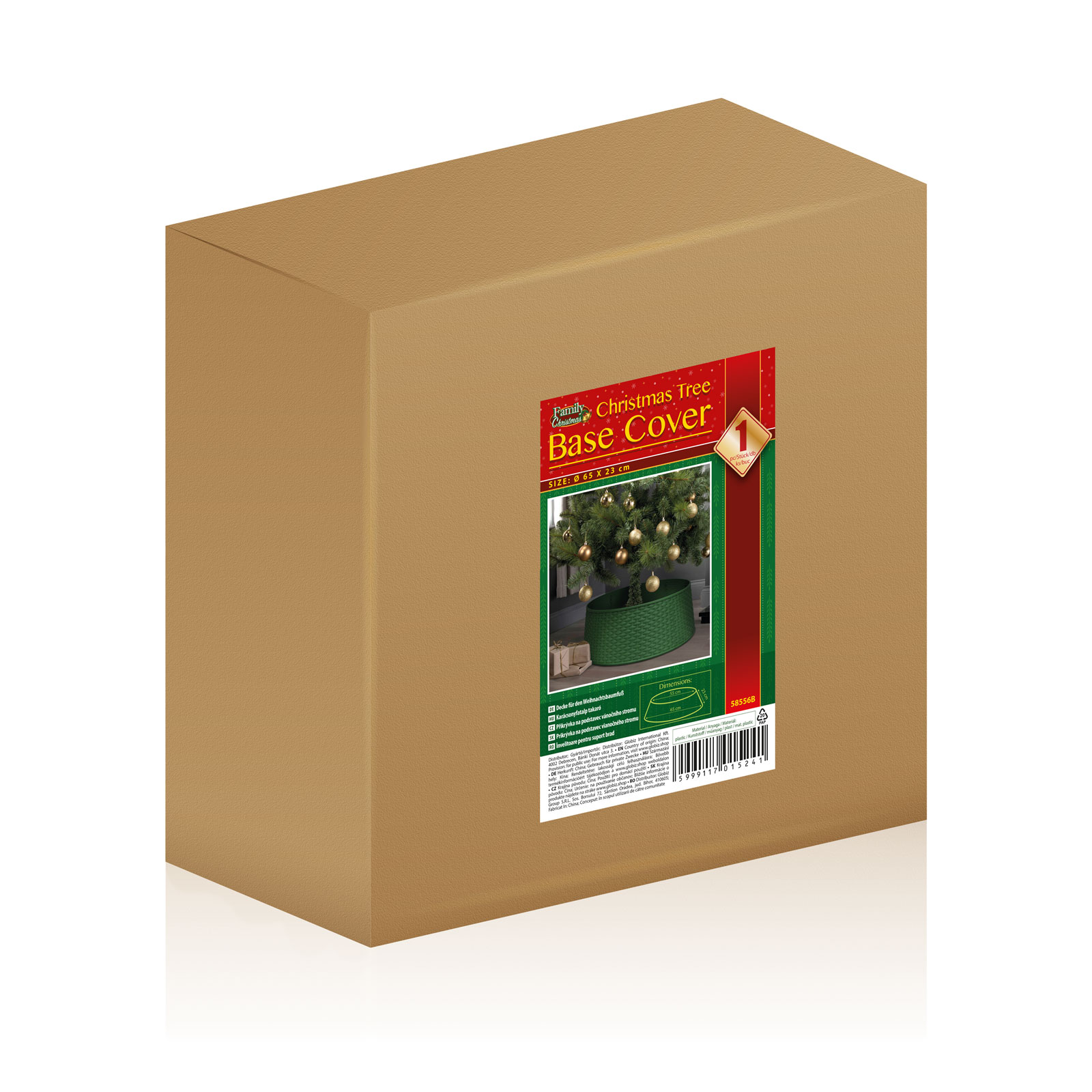 Paravan pentru baza bradului de Craciun - verde, plastic - 65 x 23 cm [2]