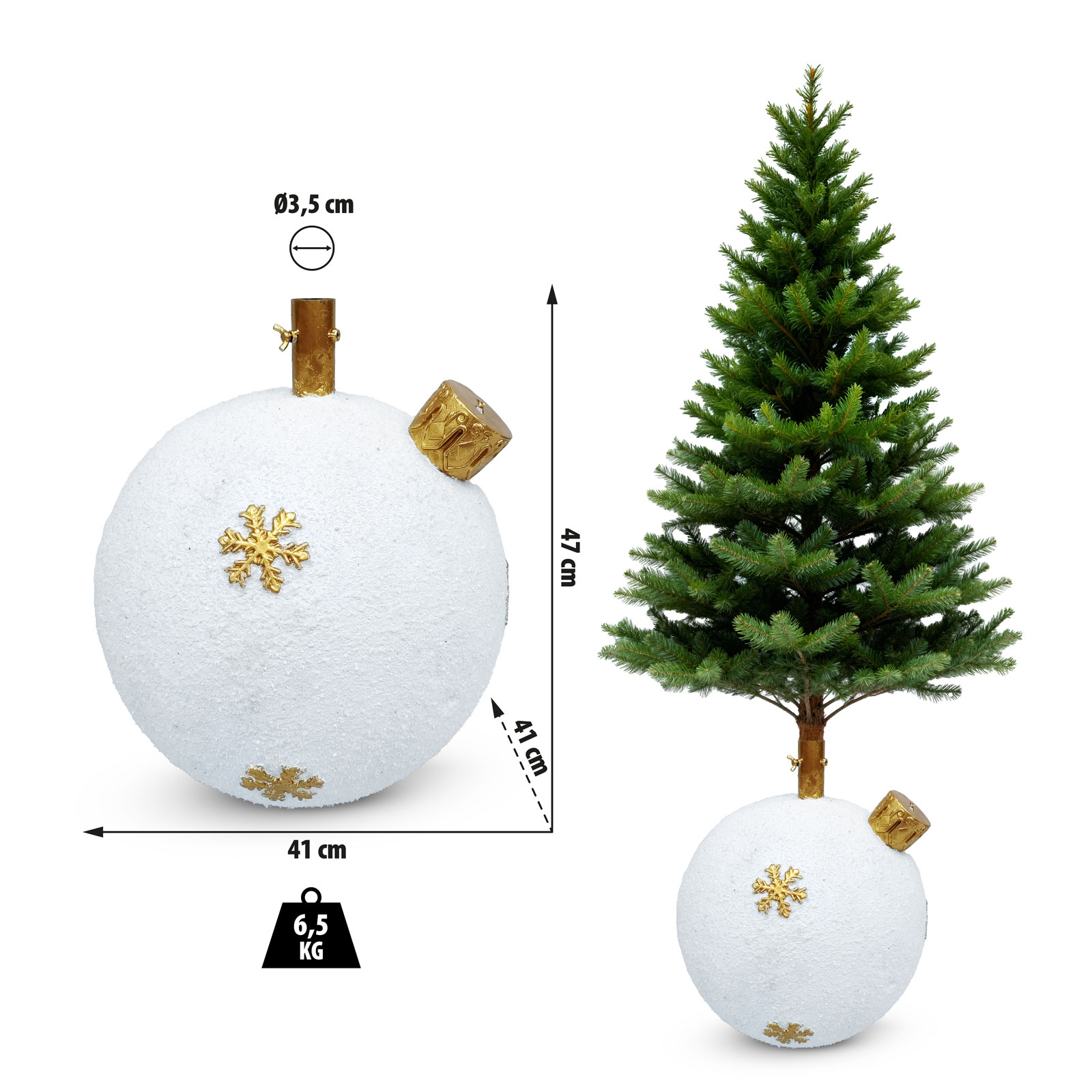 Suport pentru brad de Crăciun - glob decorativ - piatră artificială - 41 x 41 x 47 cm [2]