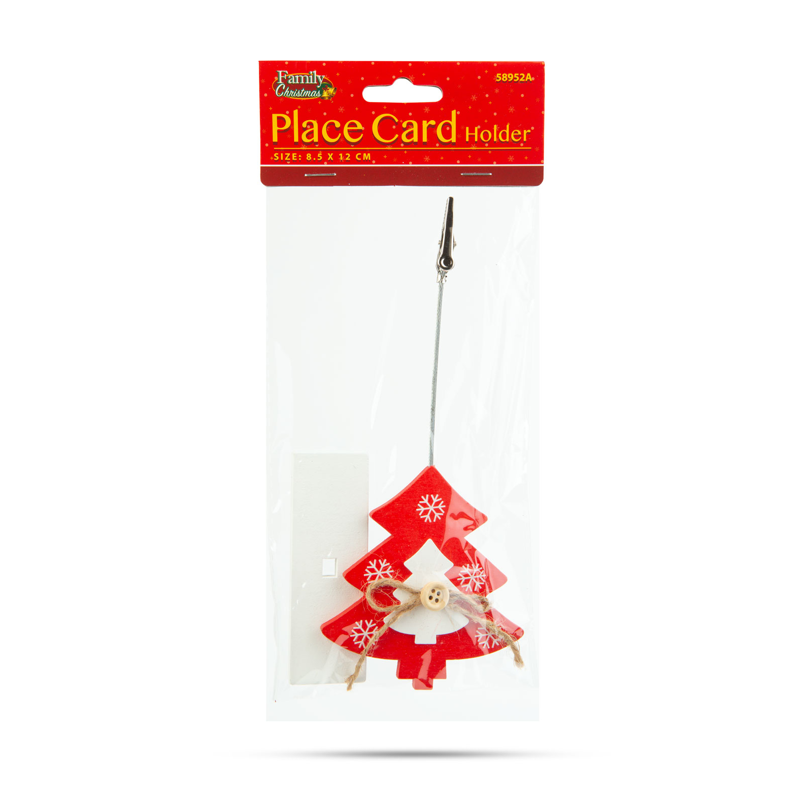 Suport etichete masă Crăciun - cu cleme - lemn de pin - 8,5 x 12 cm [2]