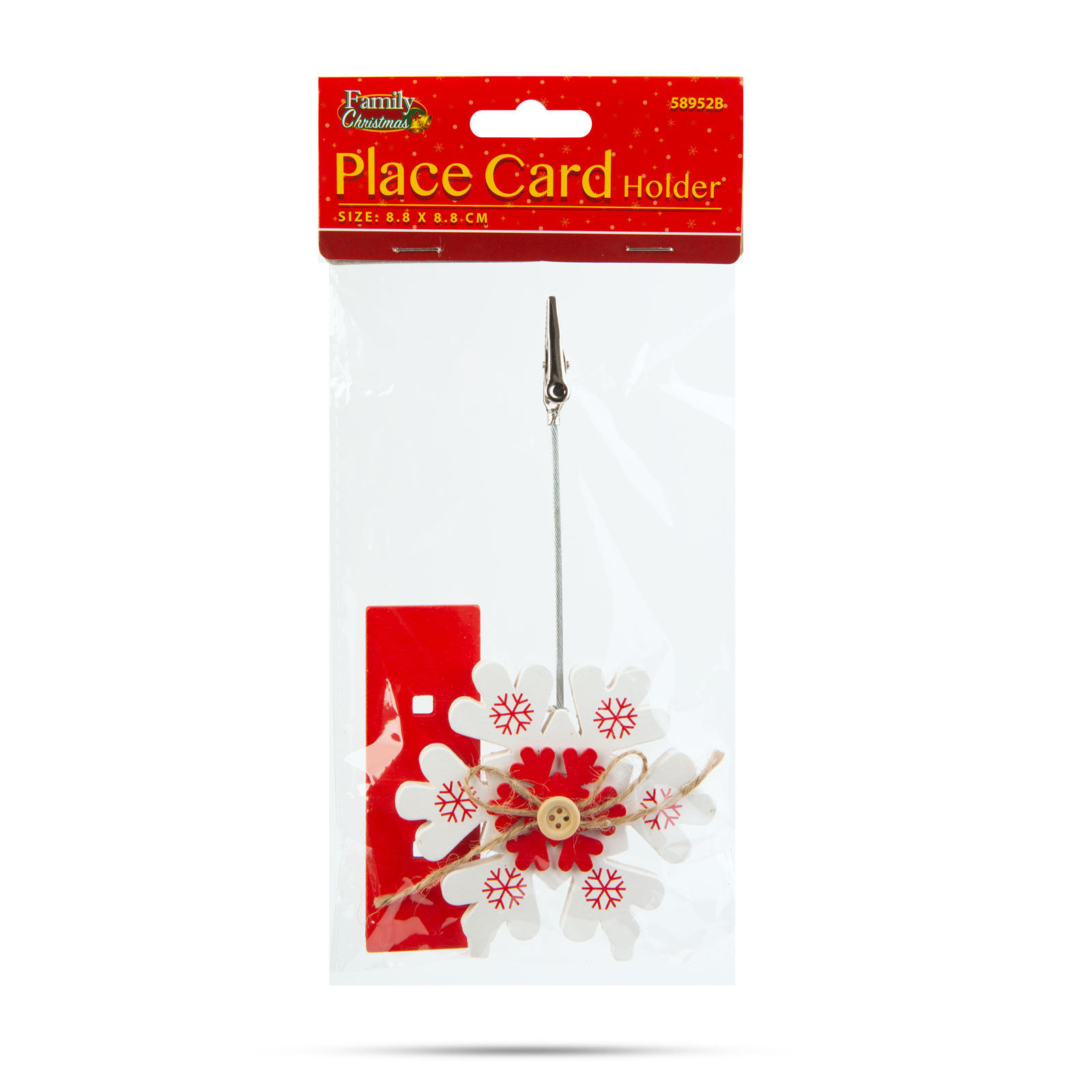 Suport etichete masă Crăciun - cu cleme - cristal de gheață - 8,8 x 8,8 cm [2]