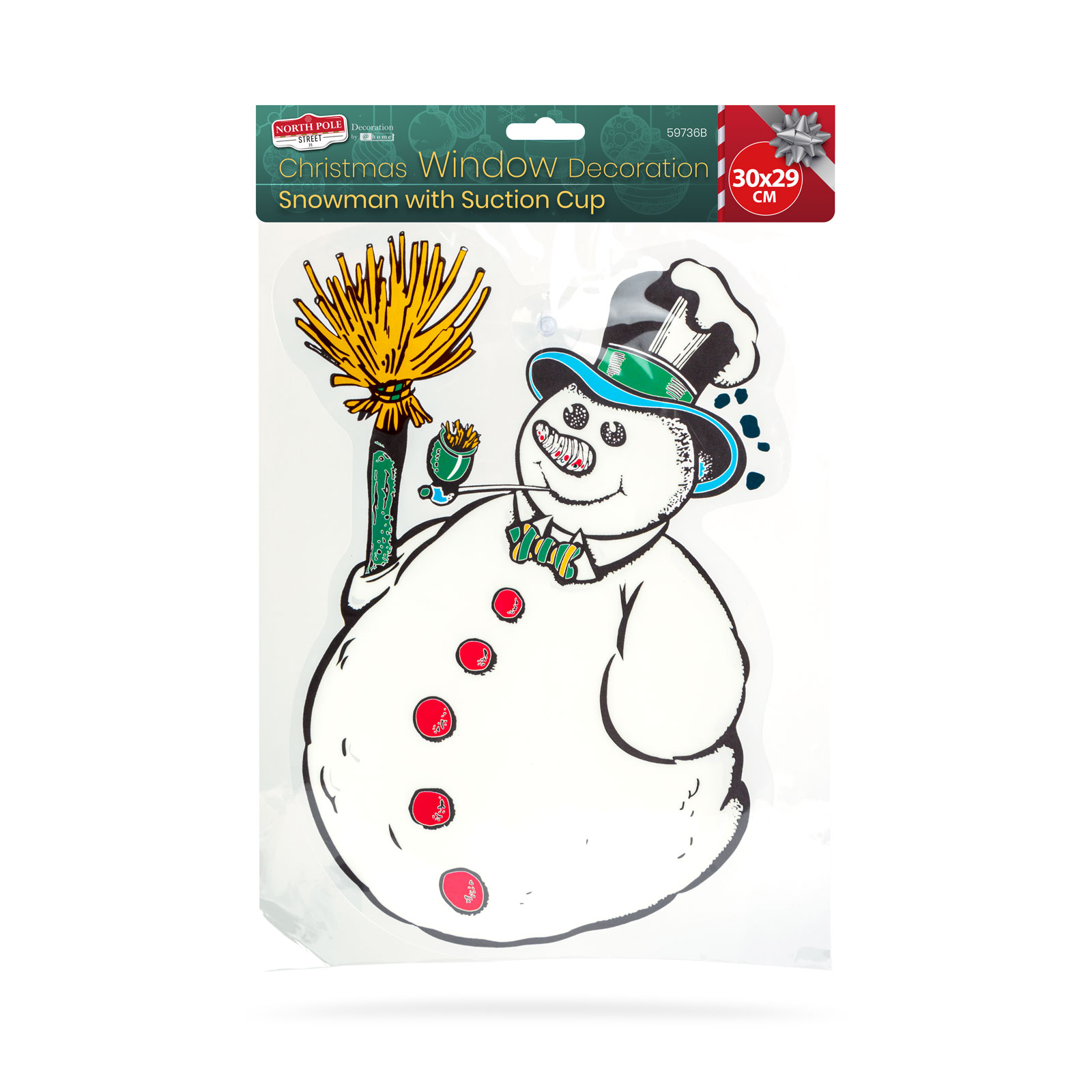 Decorațiune de Crăciun pentru fereastră - om de zăpadă - cu ventuză - 30 x 29 cm [2]