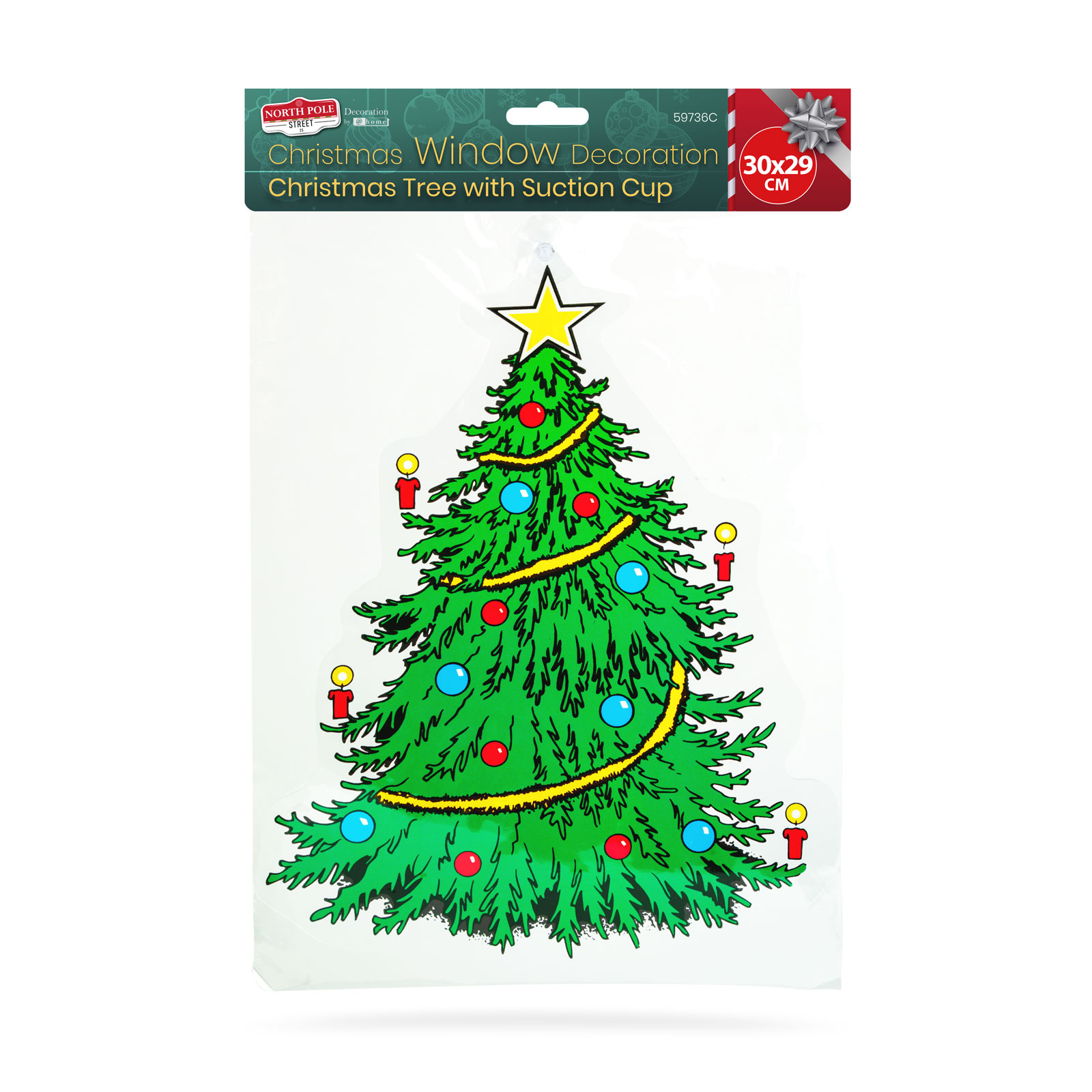 Decorațiune de Crăciun pentru fereastră - brad de Crăciun - cu ventuză - 30 x 29 cm [2]