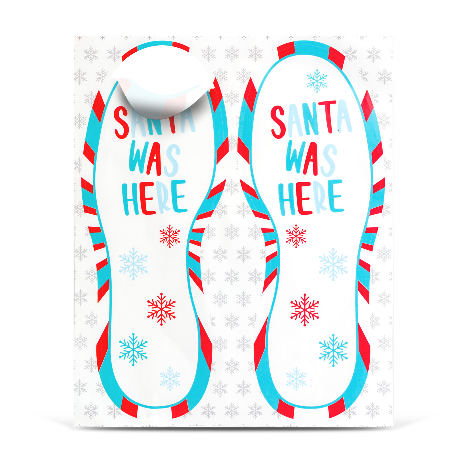 Decorațiune de Crăciun - Autocolant cu urme de pași "A fost aici Moș Crăciun" - 25 x 10 cm - 2 buc / [2]