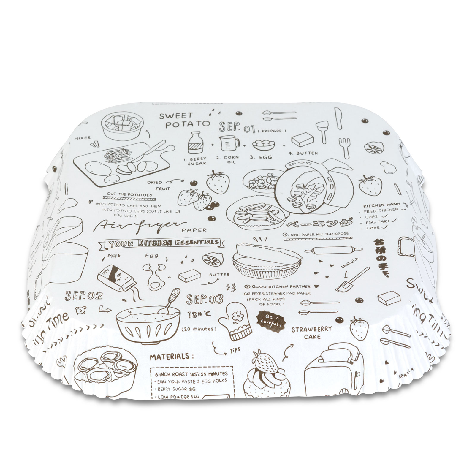 Air fryer baking paper - for oil-free cooking - patterned, square - 23 cm - 50 pcs / pack [2]