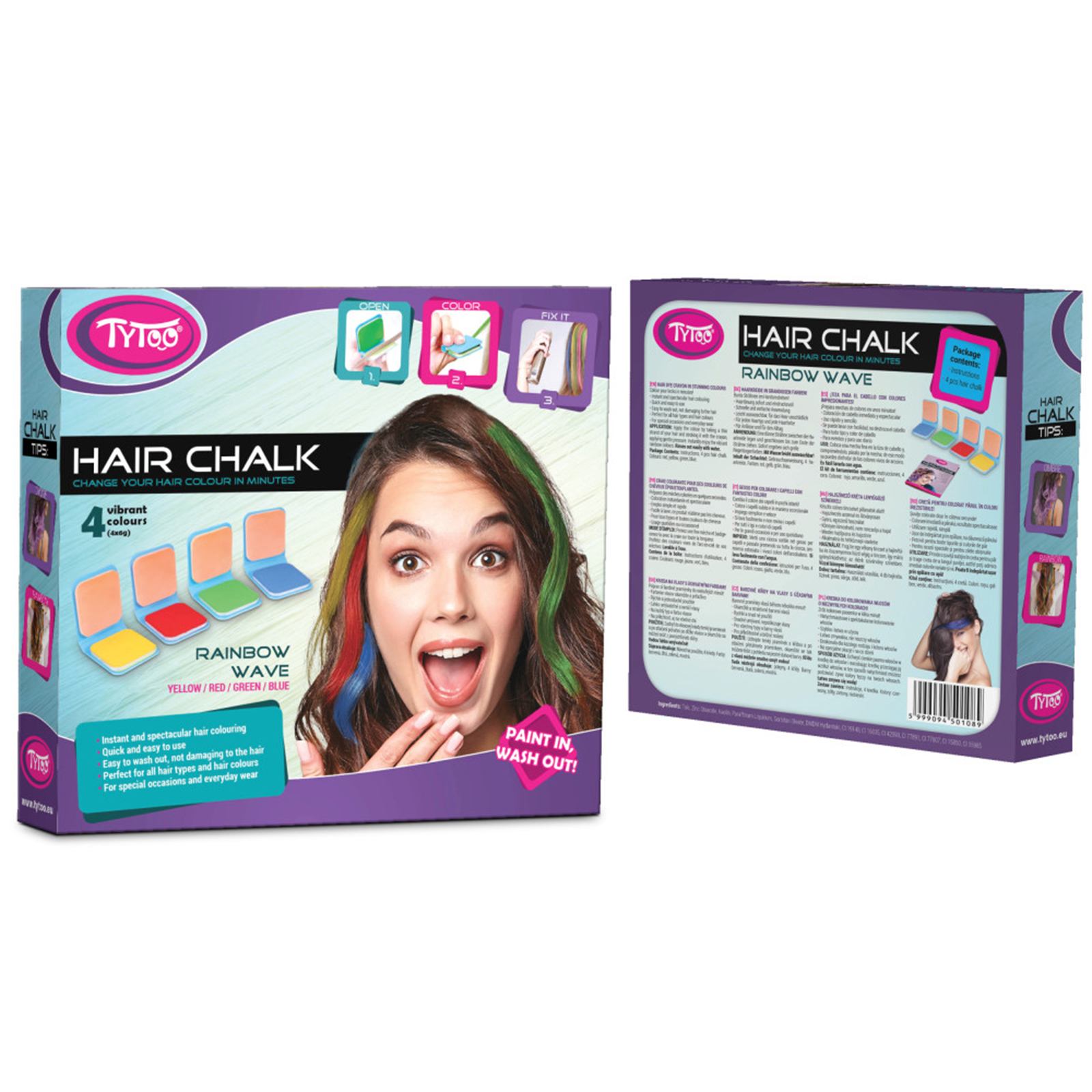 Creta de colorat parul - 4 culori - "Wave Rainbow" [2]