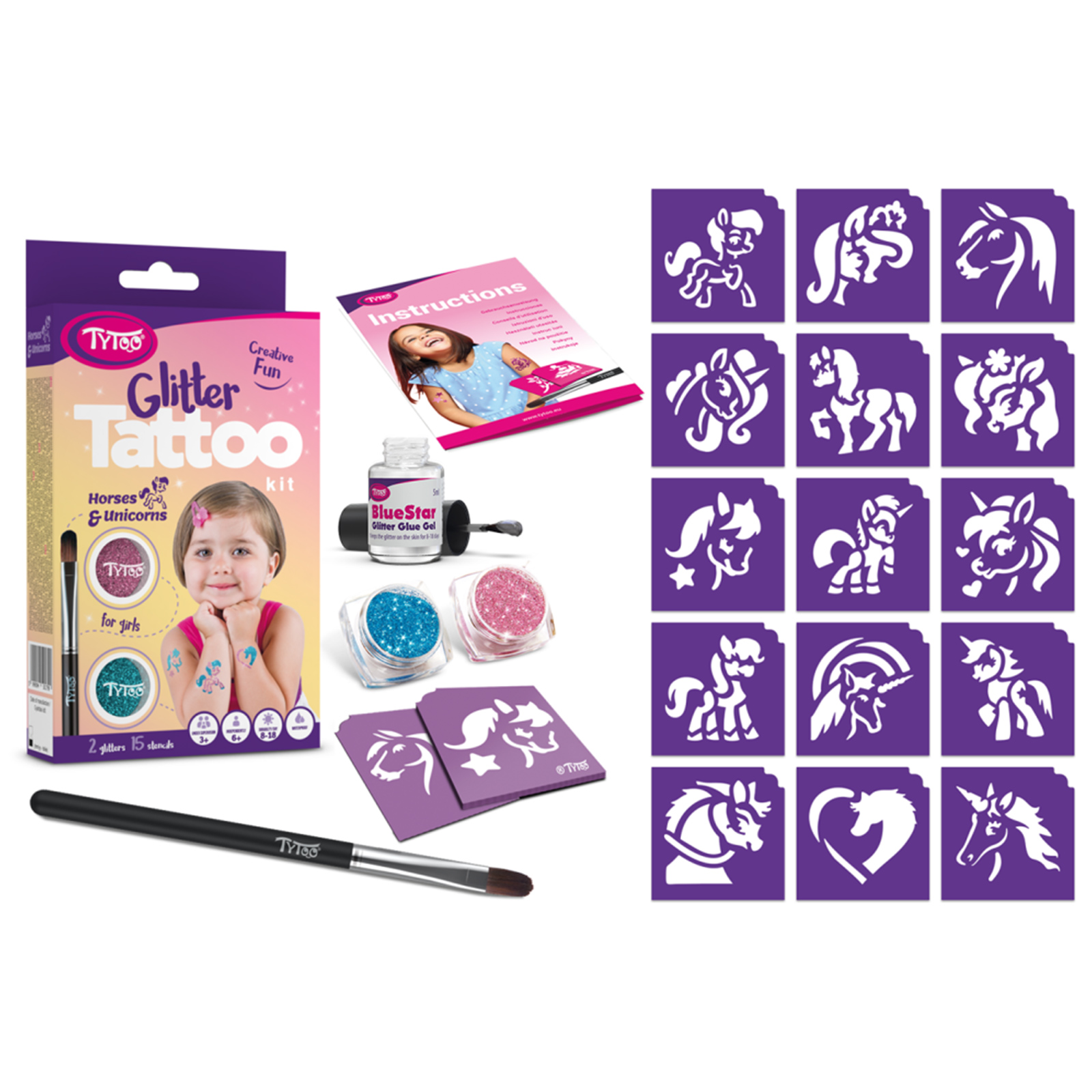 Cai și unicorni cu set de tatuaje sclipici [2]