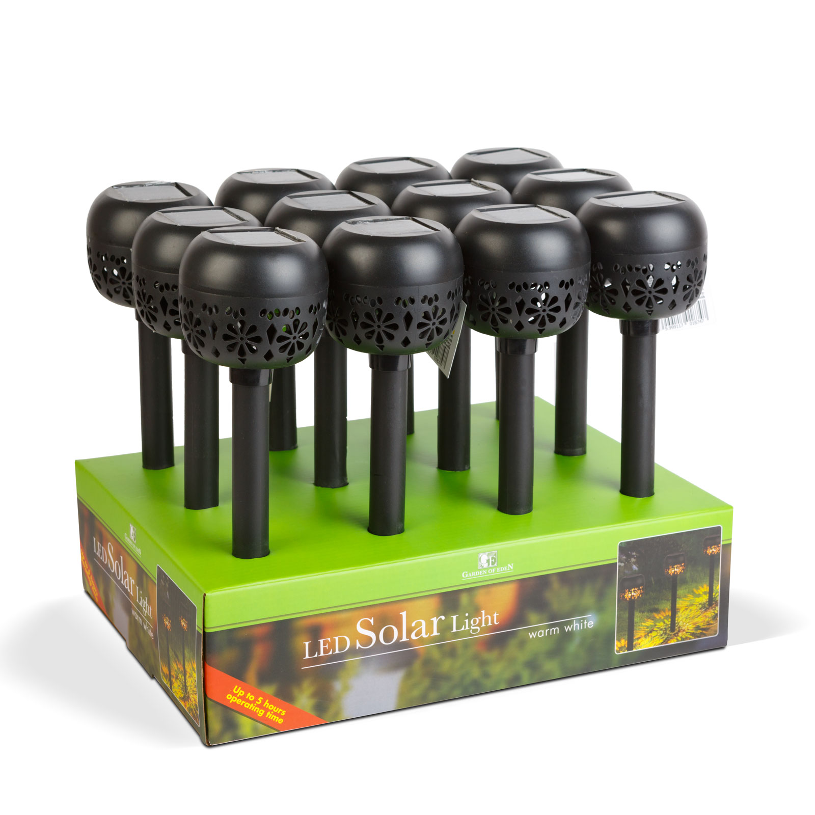 Lampa solara gradina, 1 LED alb cald, 8 x 8 x 38 cm, iluminat alei terasa, IP44 [3]