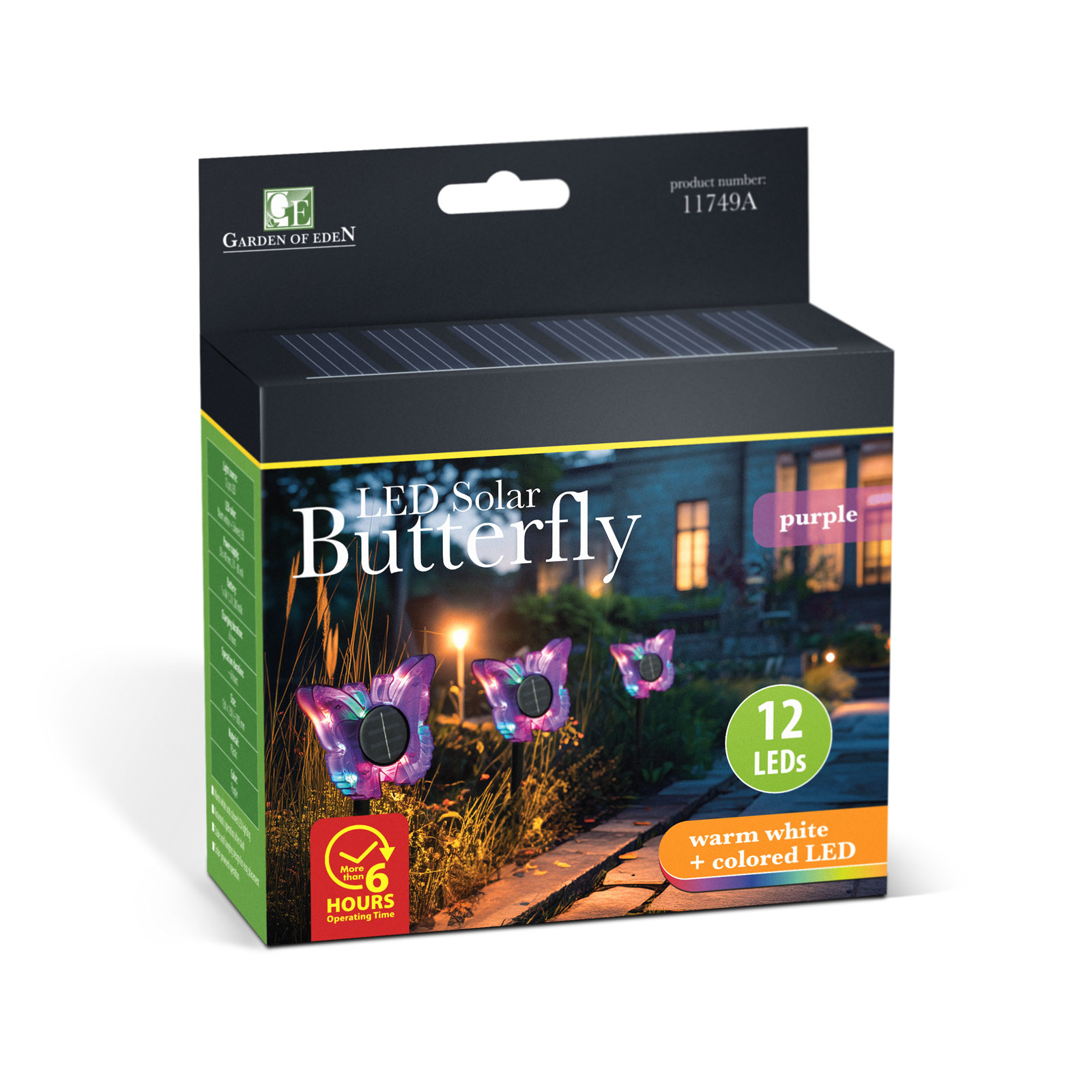 Lampă Solară de Grădină cu Fluture, LED Alb Cald și Multicolor, 35 cm, Mov [3]