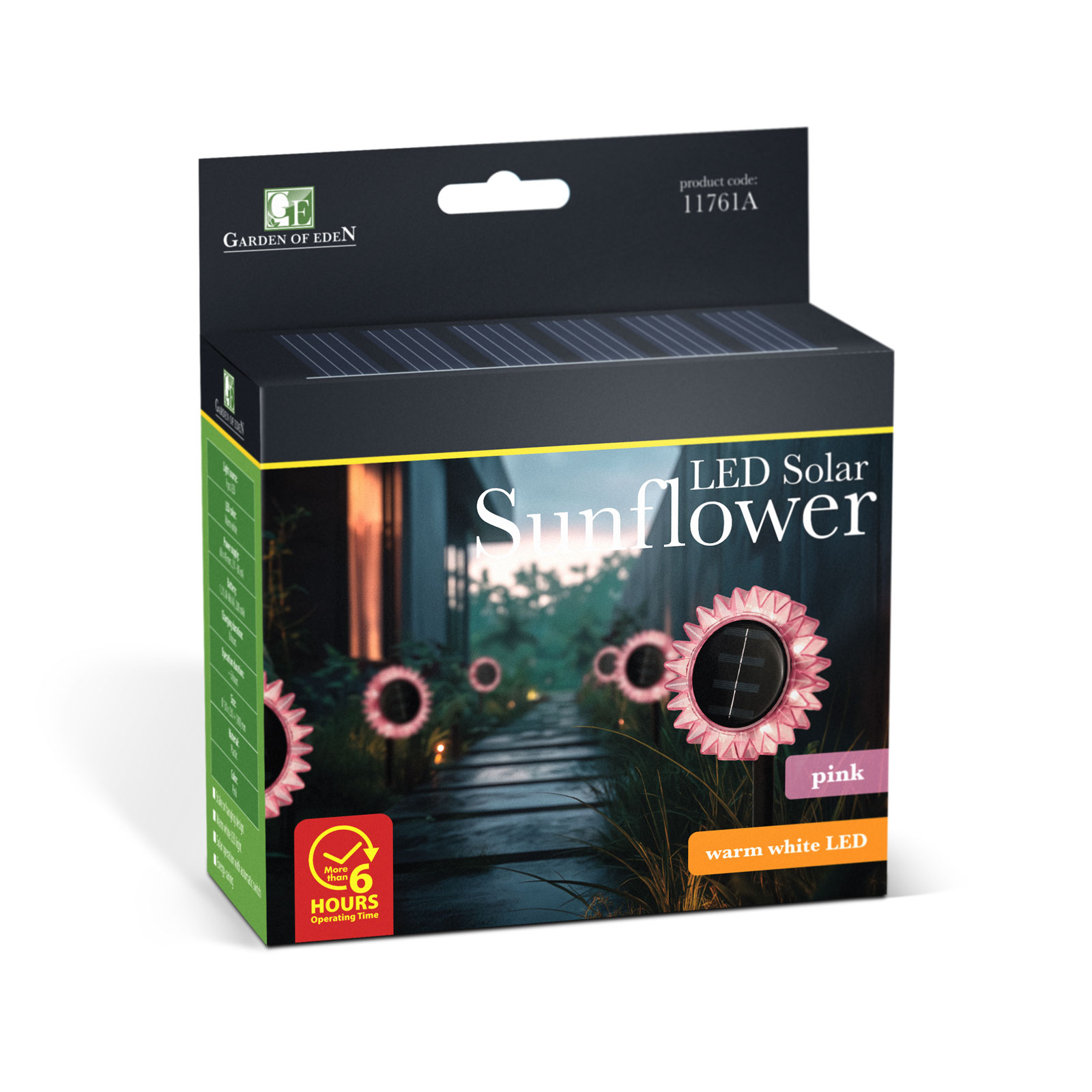 Lampă Solară de Grădină Floarea-Soarelui, LED Alb Cald, 35 cm, Roz [3]