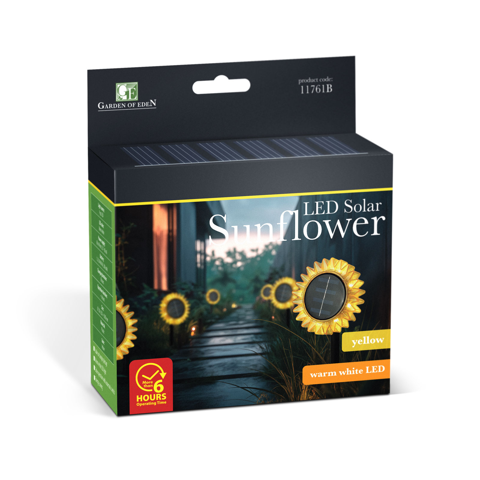 Lampă Solară de Grădină Floarea-Soarelui, LED Alb Cald, 35 cm, Galbena [3]