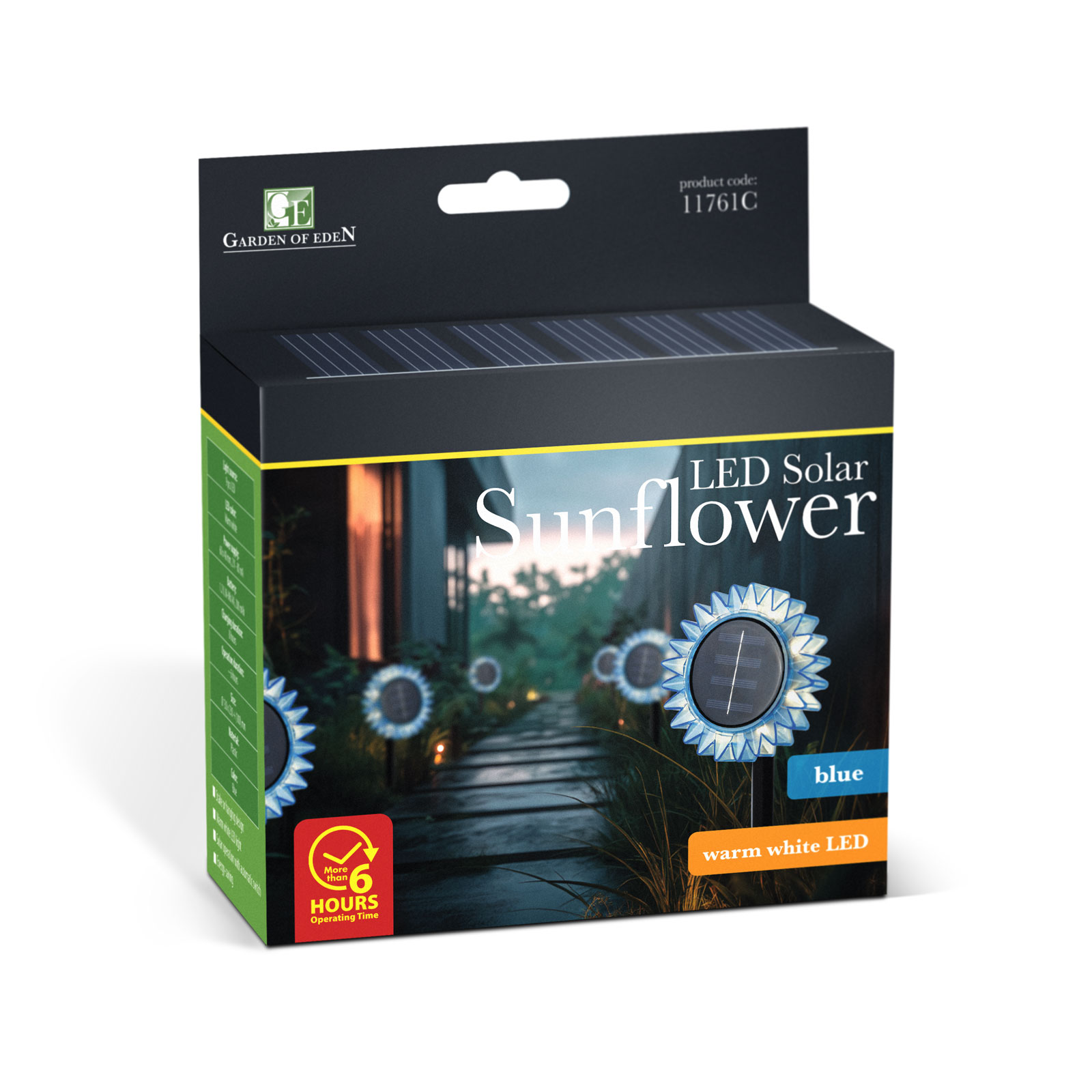Lampă Solară de Grădină Floarea-Soarelui, LED Alb Cald, 35 cm, Albastru [3]