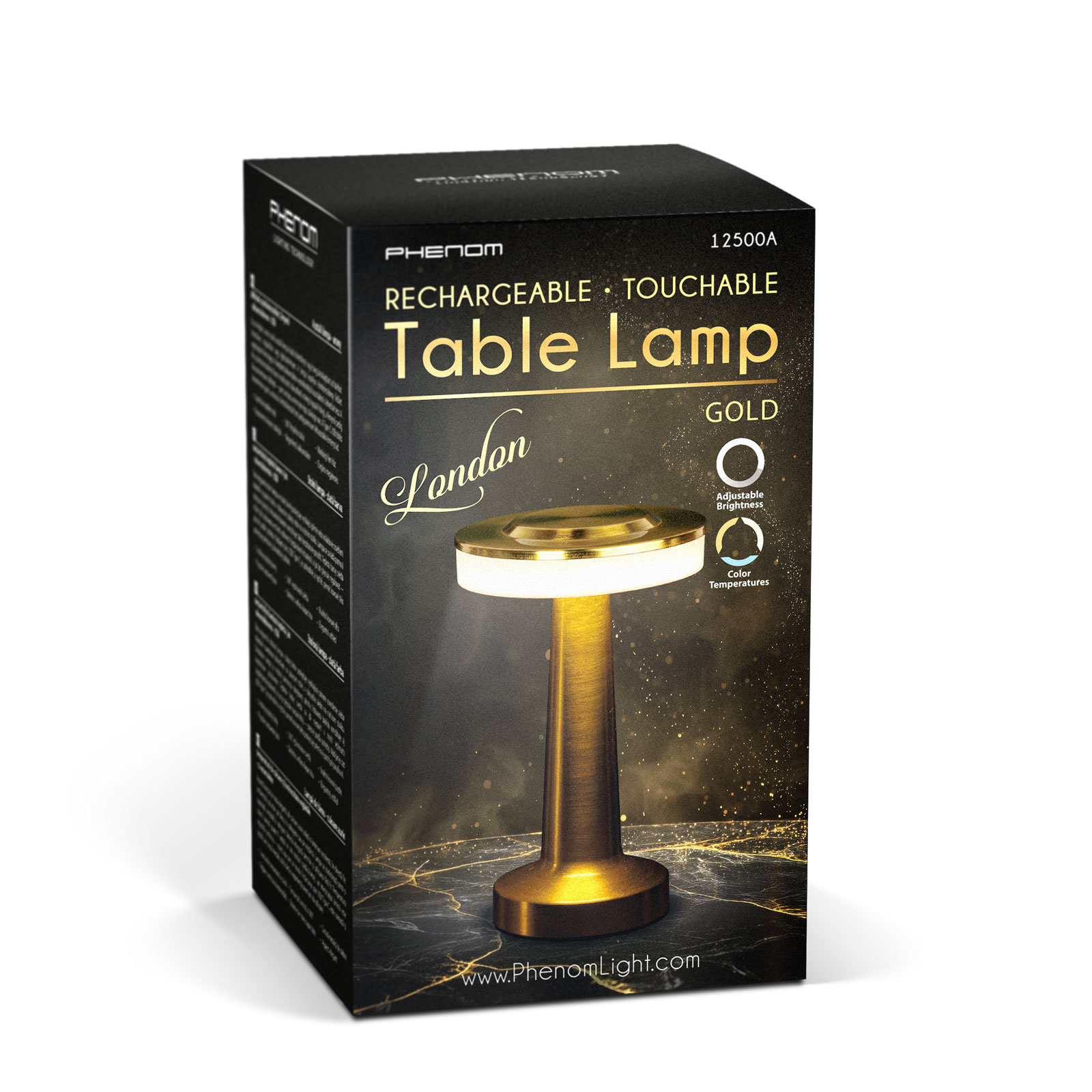 Lampa de masa - auriu - caldura reglabila, luminozitate - baterie USB [3]