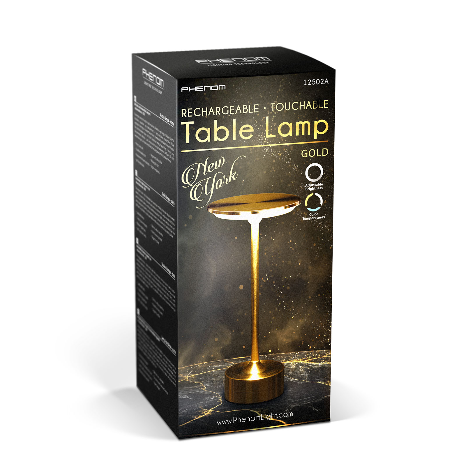 Lampă de masă - metal auriu - căldură reglabilă de culoare, luminozitate - baterie USB [3]