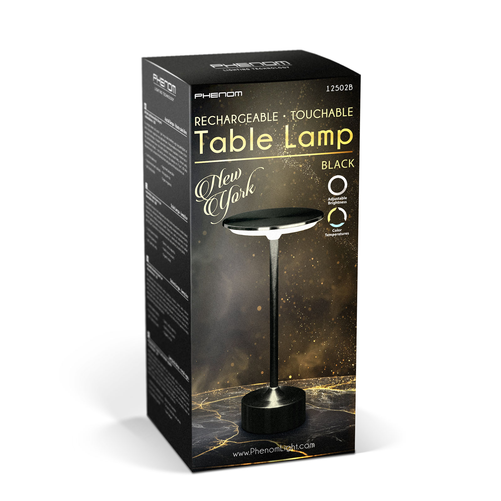 Lampă de masă - metal negru - căldură reglabilă de culoare, luminozitate - baterie USB [3]