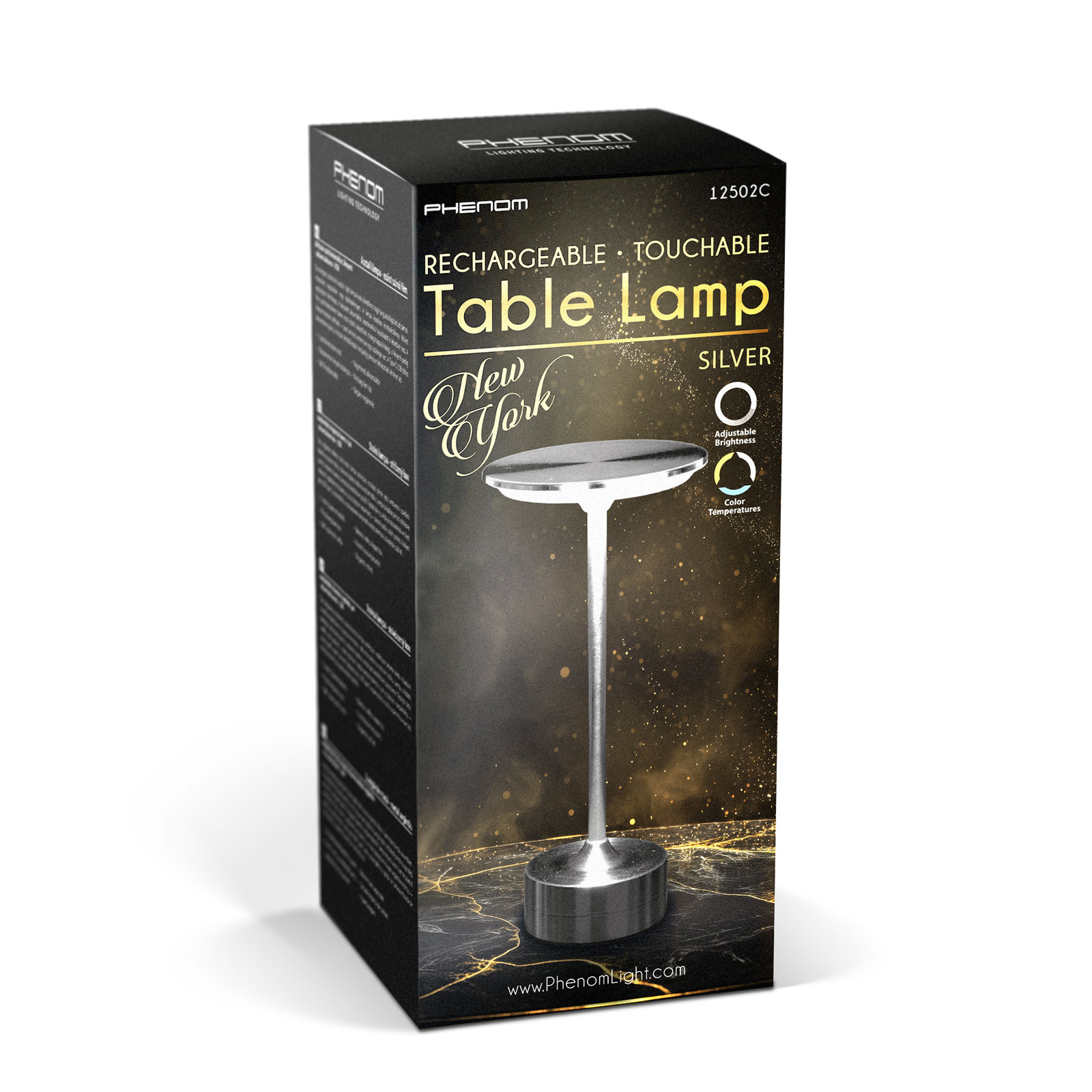 Lampă de masă - argint metal - căldură reglabilă color, luminozitate - baterie USB [3]