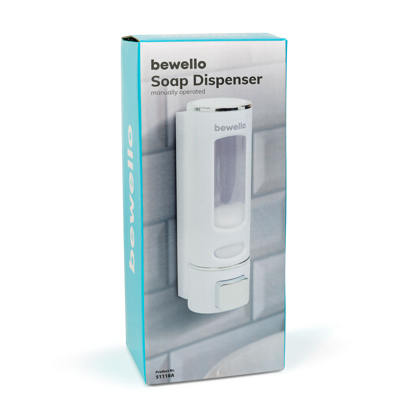 Dozator de săpun manual, pentru perete, cu capacitate de 400 ml, culoare albă [3]