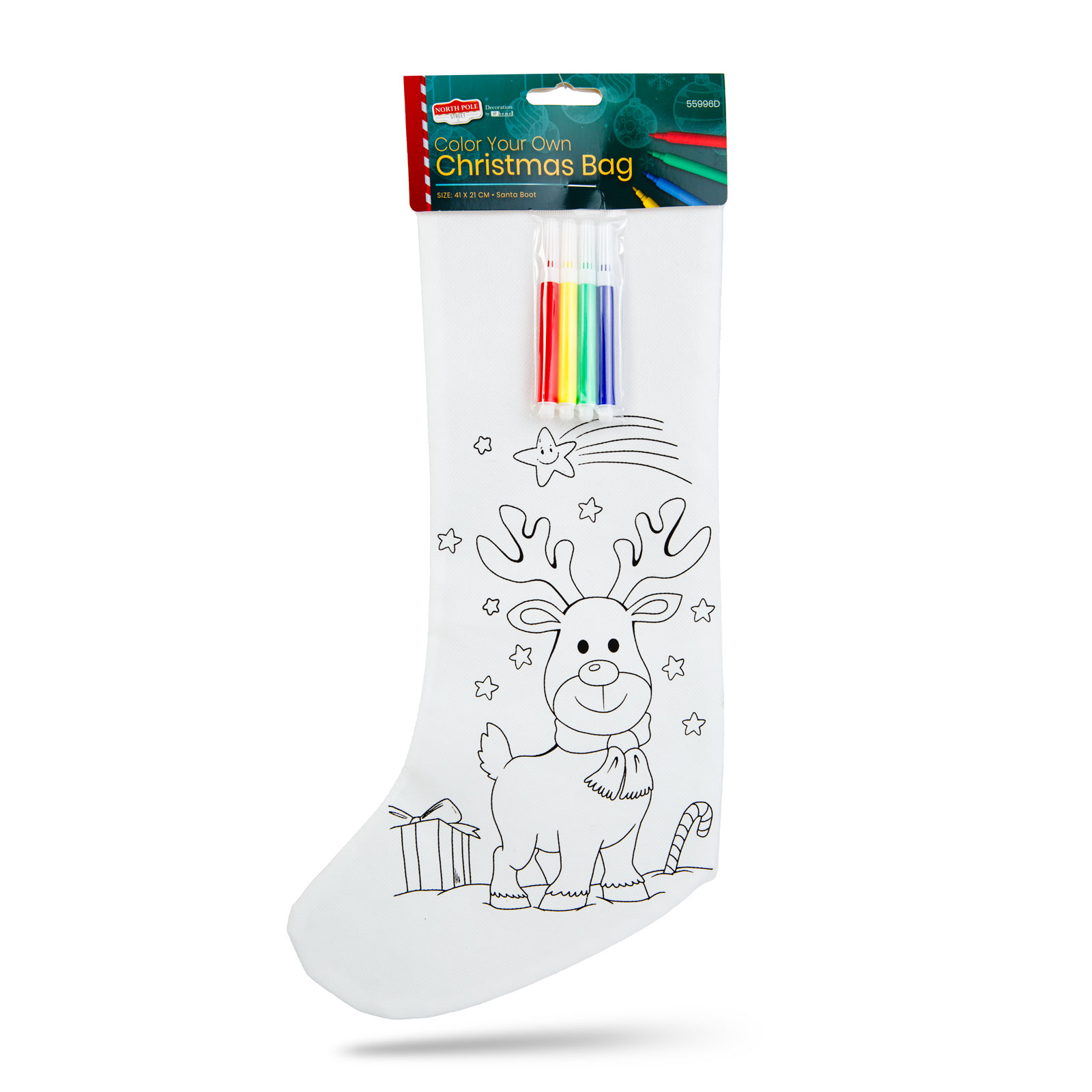 Cizmă de Moș Crăciun de colorat - cu 4 carioci - 4 modele - 41 x 21 cm [3]