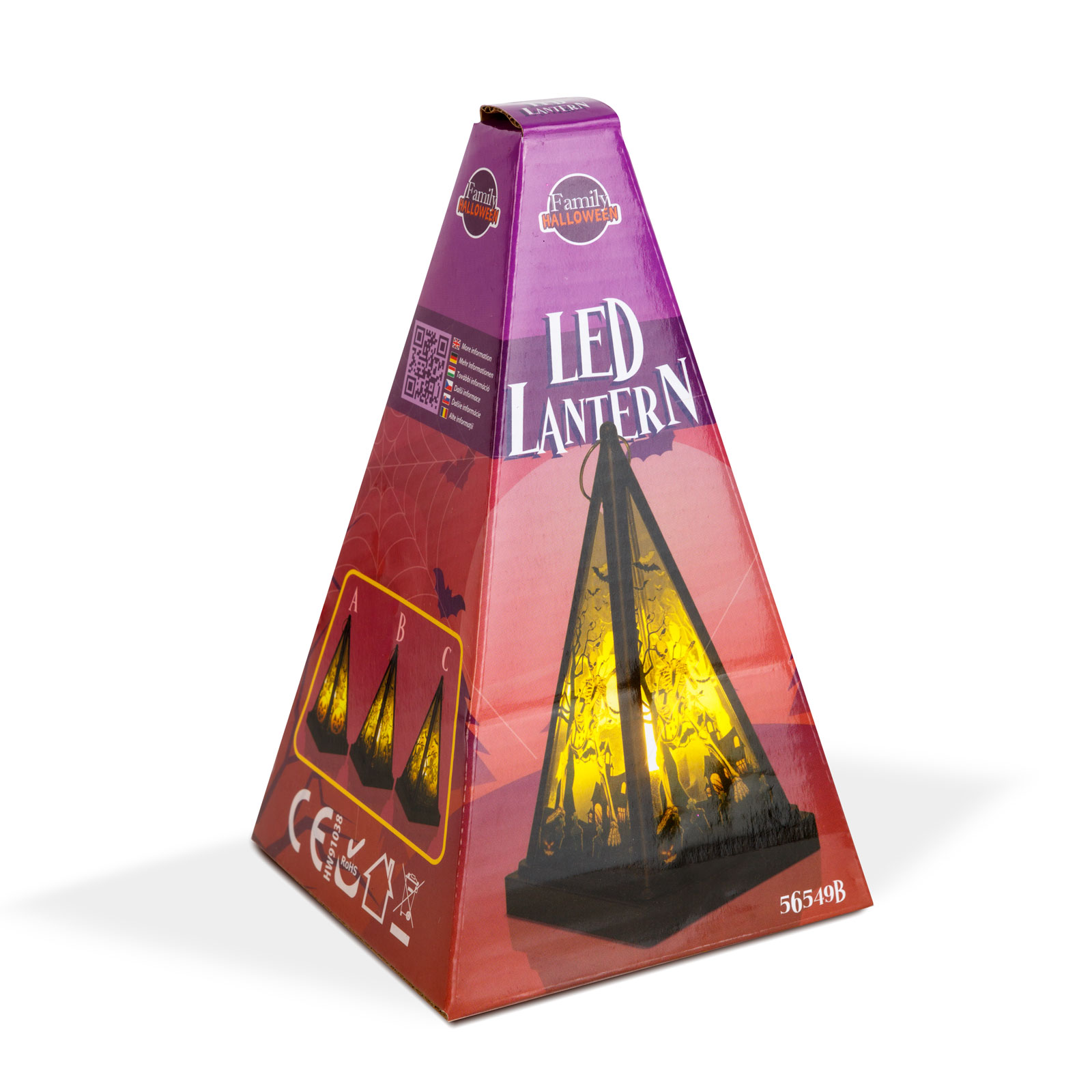 Felinar LED Halloween - schelet - alb cald - negru - 9,5 x 9,5 x 17 cm - 2 x AAA [3]