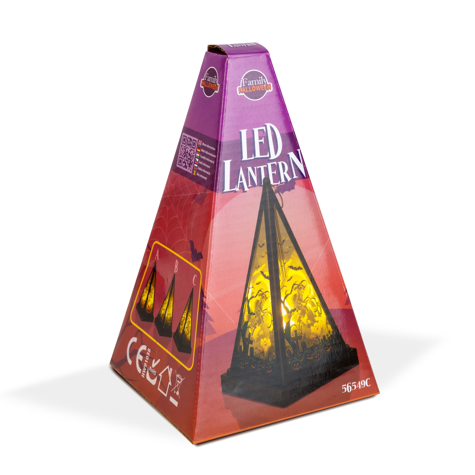 Felinar LED Halloween - vrăjitoare - alb cald - negru - 9,5 x 9,5 x 17 cm - 2 x AAA [3]