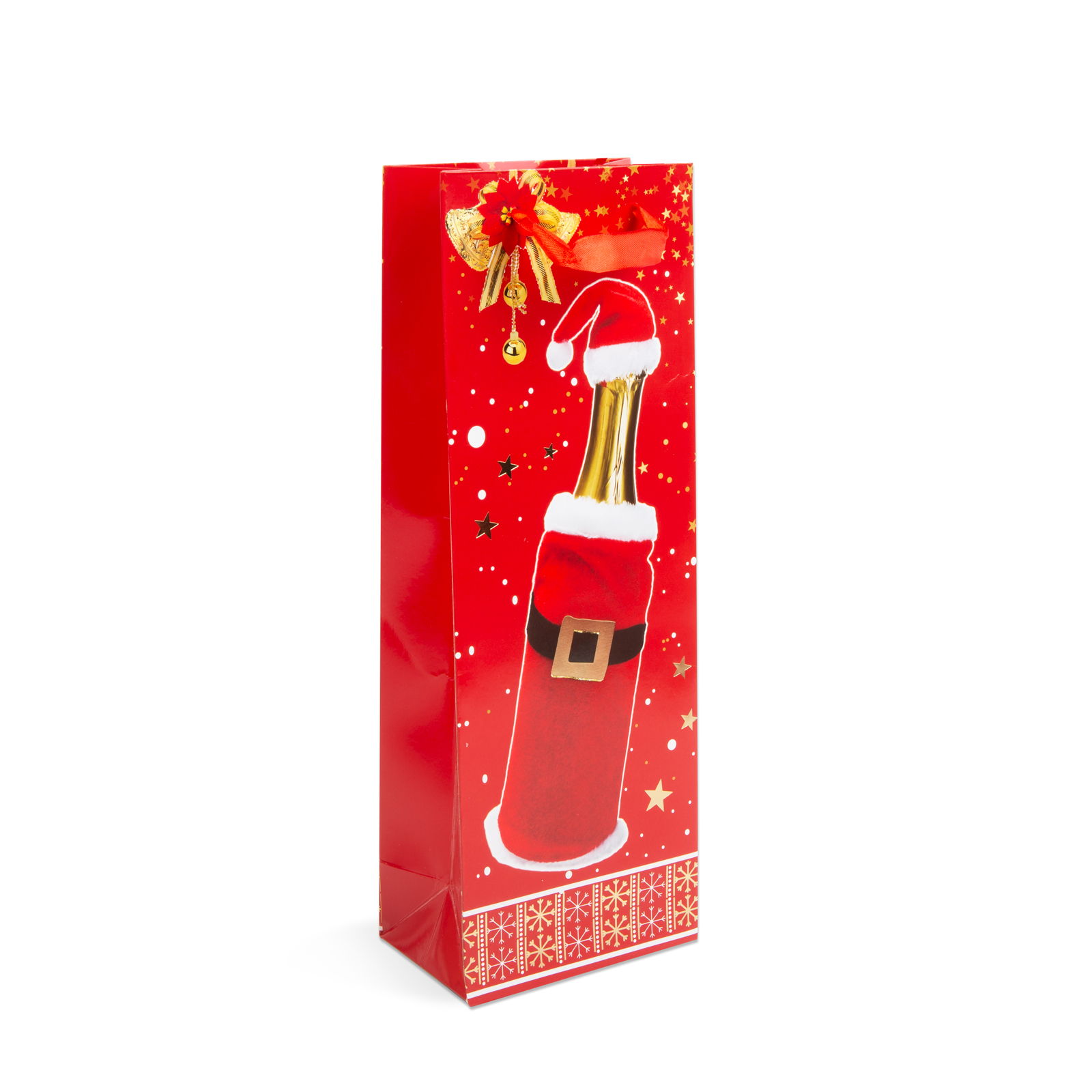 Pungă cadou sticle - hartie, Craciun - 360 x 127 x 83 mm - 4 tipuri / pachet [3]