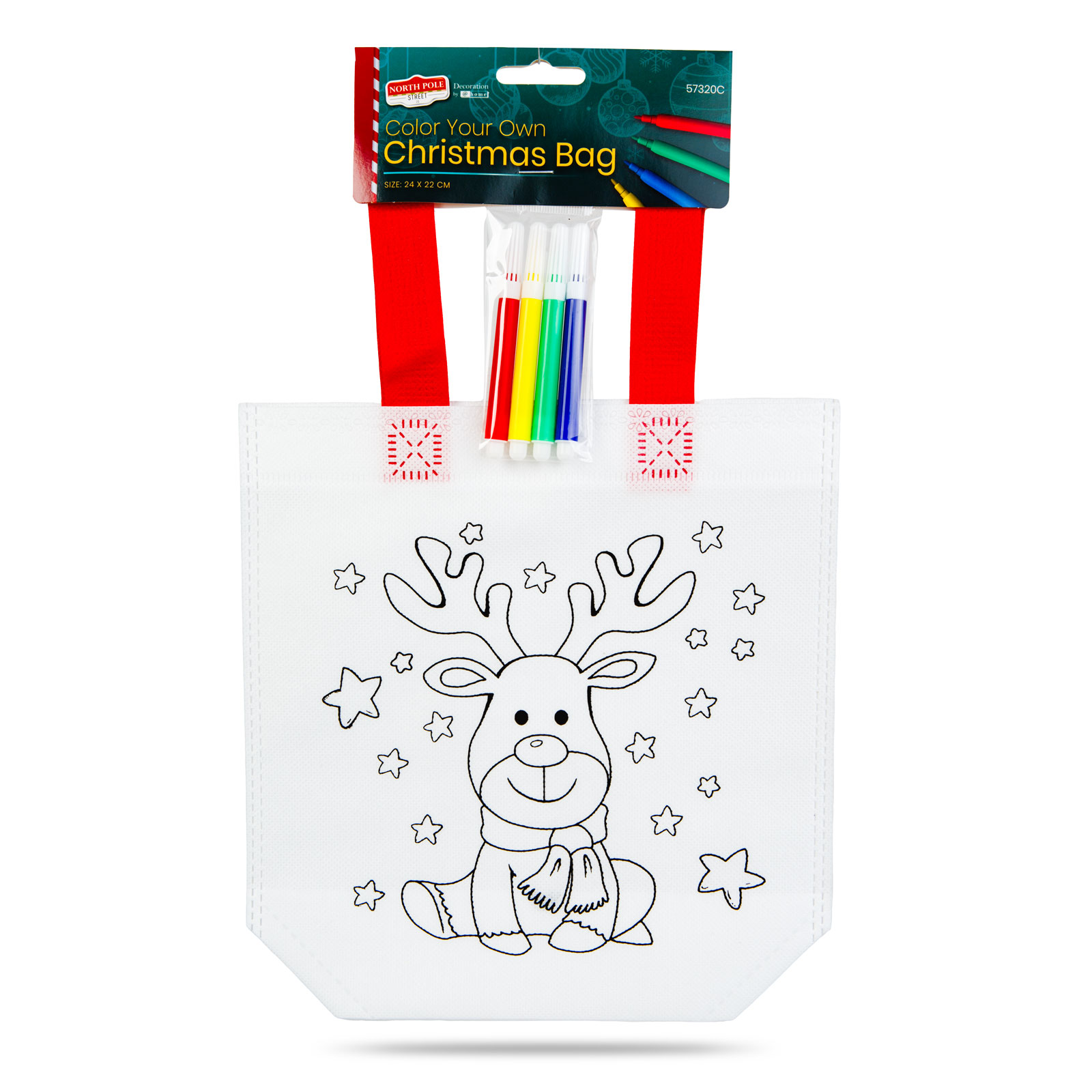 Geantă de colorat - de Crăciun - cu 4 carioci - 24 x 22 cm - 6 modele [1]