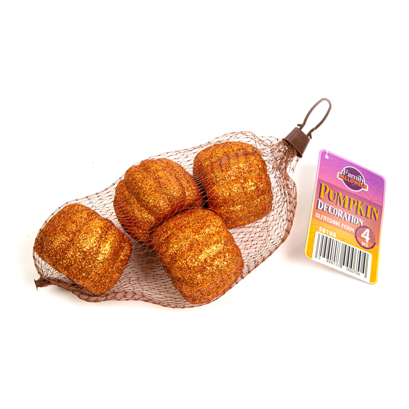 Decoratiune dovleac de Halloween - 5,2 cm - spuma - sclipici - 4 buc/pachet [2]