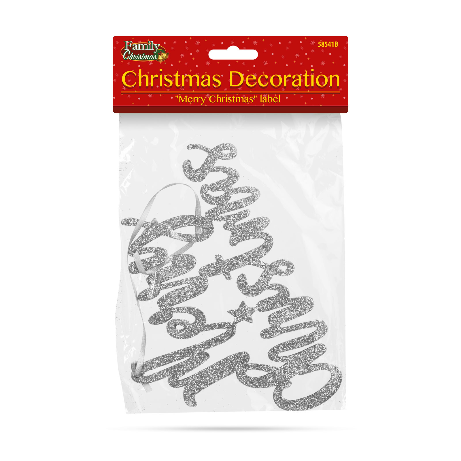 Decor de Crăciun - "Merry Christmas" - 20 x 12 cm - argintiu [2]