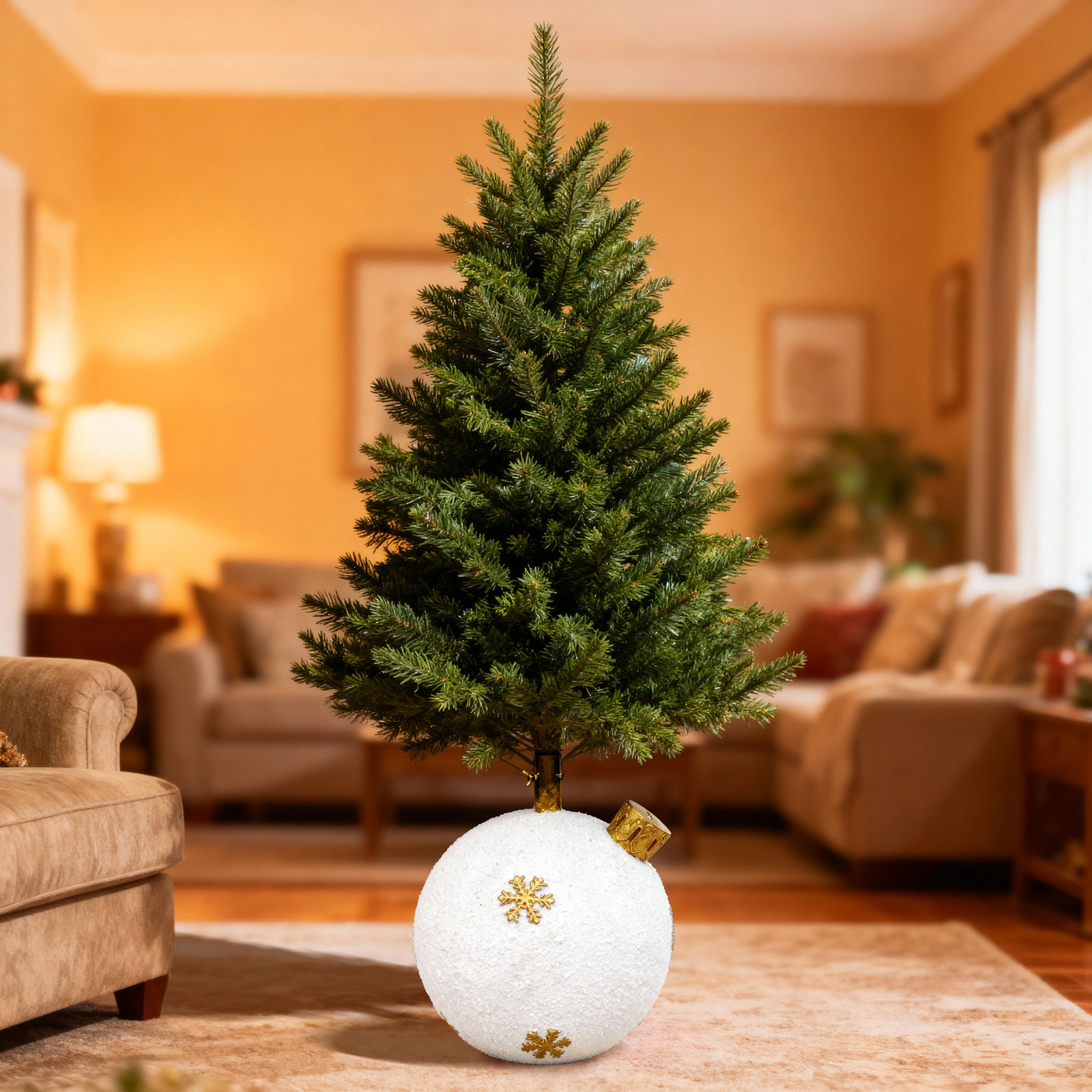 Suport pentru brad de Crăciun - glob decorativ - piatră artificială - 41 x 41 x 47 cm [3]