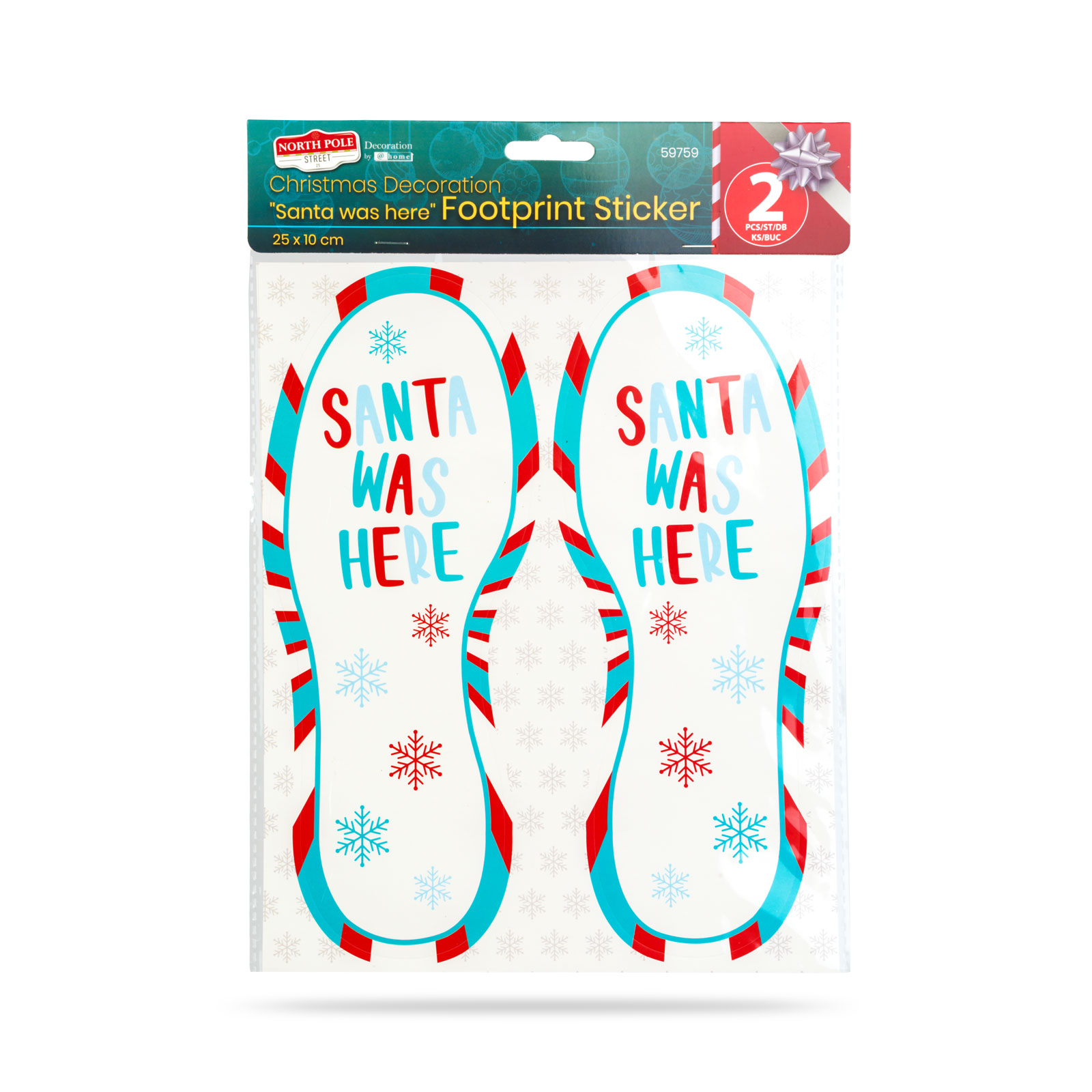 Decorațiune de Crăciun - Autocolant cu urme de pași "A fost aici Moș Crăciun" - 25 x 10 cm - 2 buc / [3]