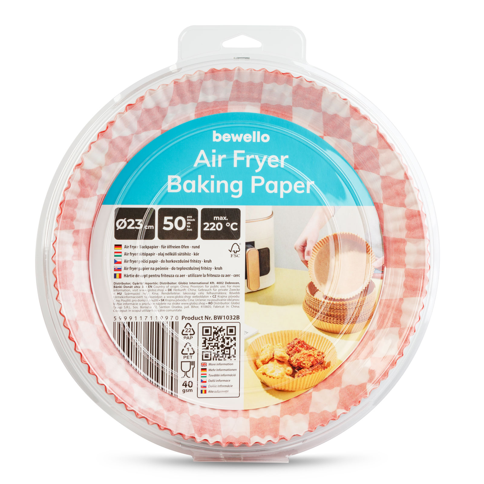 Hârtie de copt pentru Air fryer - pentru gătit fără ulei - carouri, rotund - 23 cm - 50 bucăți / pac [3]