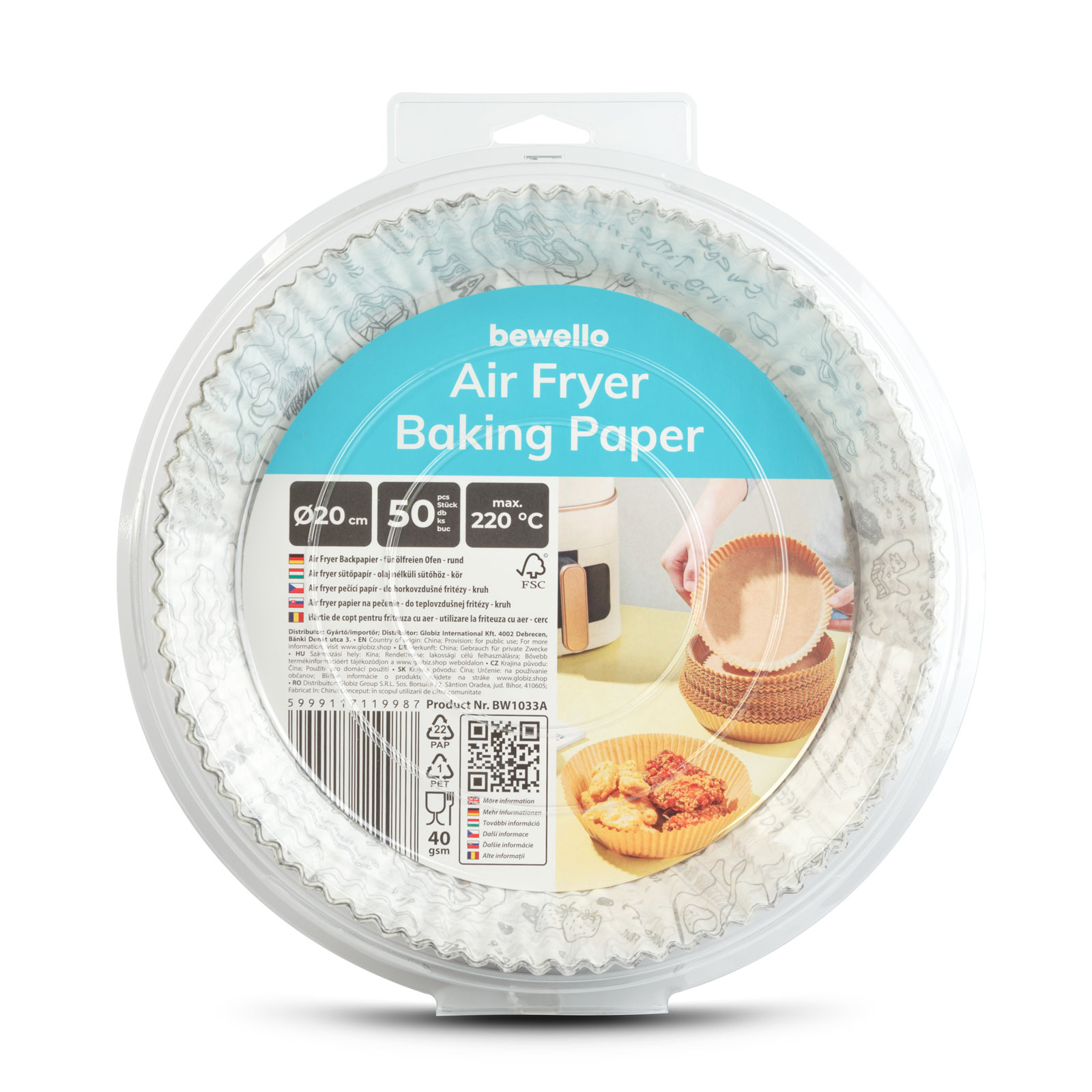 Hârtie de copt pentru Air fryer - pentru gătit fără ulei - cu model, rotund - 20 cm - 50 bucăți / pa [3]