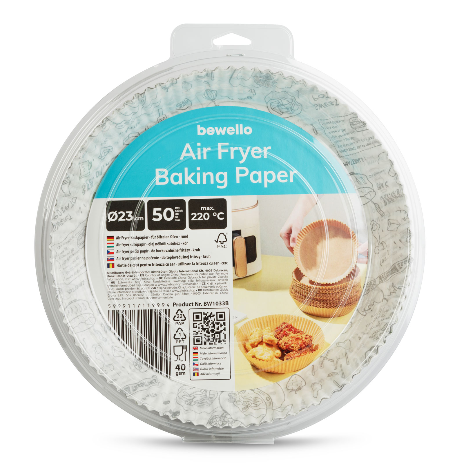 Hârtie de copt pentru Air fryer - pentru gătit fără ulei - cu model, rotund - 23 cm - 50 bucăți / pa [3]