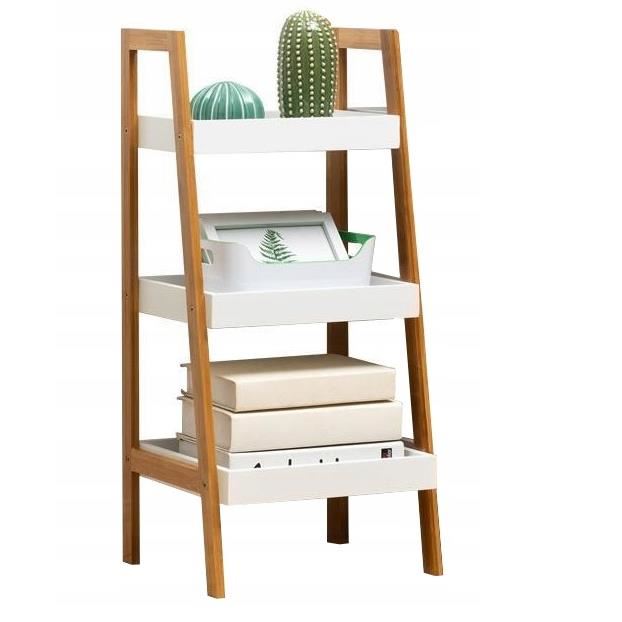 Bibliotecă cu 3 niveluri - 35 x 30 x 75 cm - albă [3]