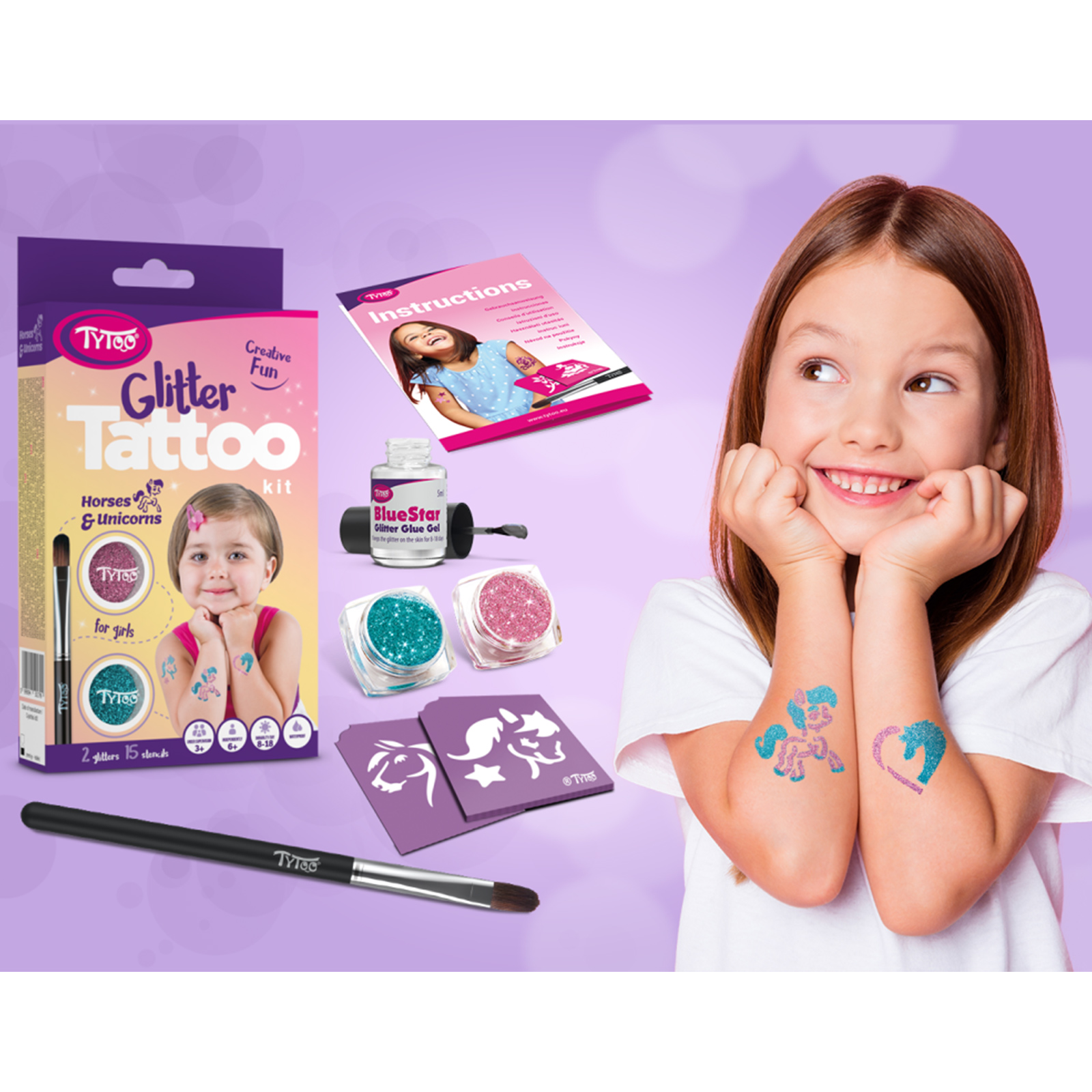 Cai și unicorni cu set de tatuaje sclipici [3]