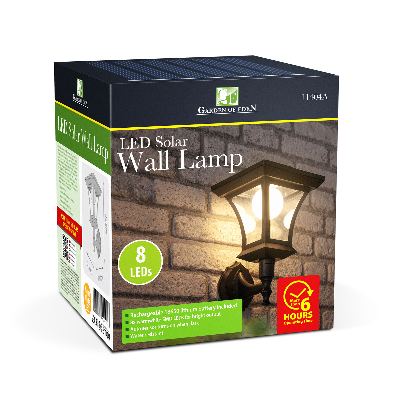 Lampa solara LED de perete 8 LED alb cald 21x21 cm pentru gradina, terasa, gard IP44 [4]